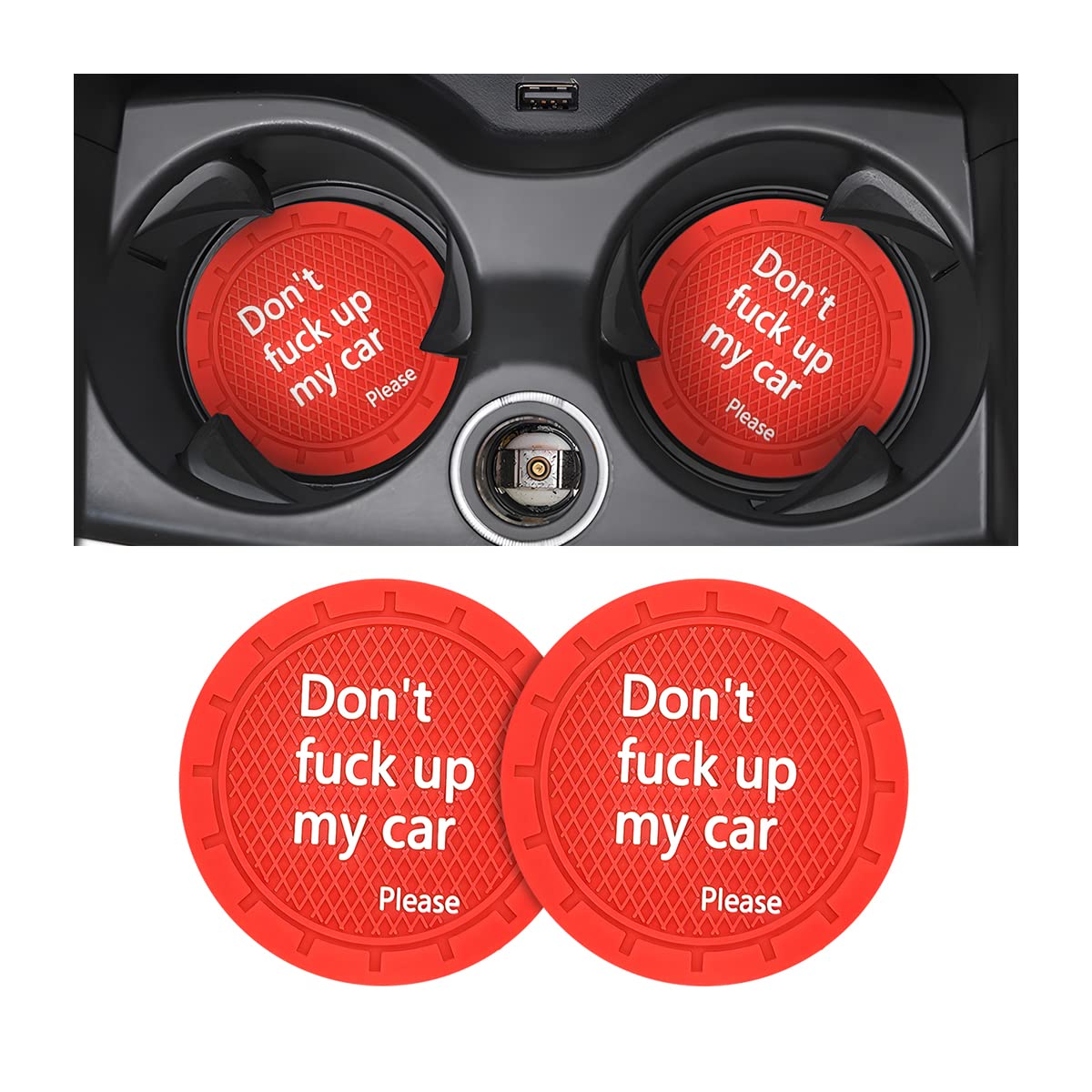 2 Pack Car Cup Holder Coasters, 2.75 Inch Non-Slip Pvc Insert Cup Coaster, Anti-Scratch Auto Cup Mats For Women Men, Vehicle Int