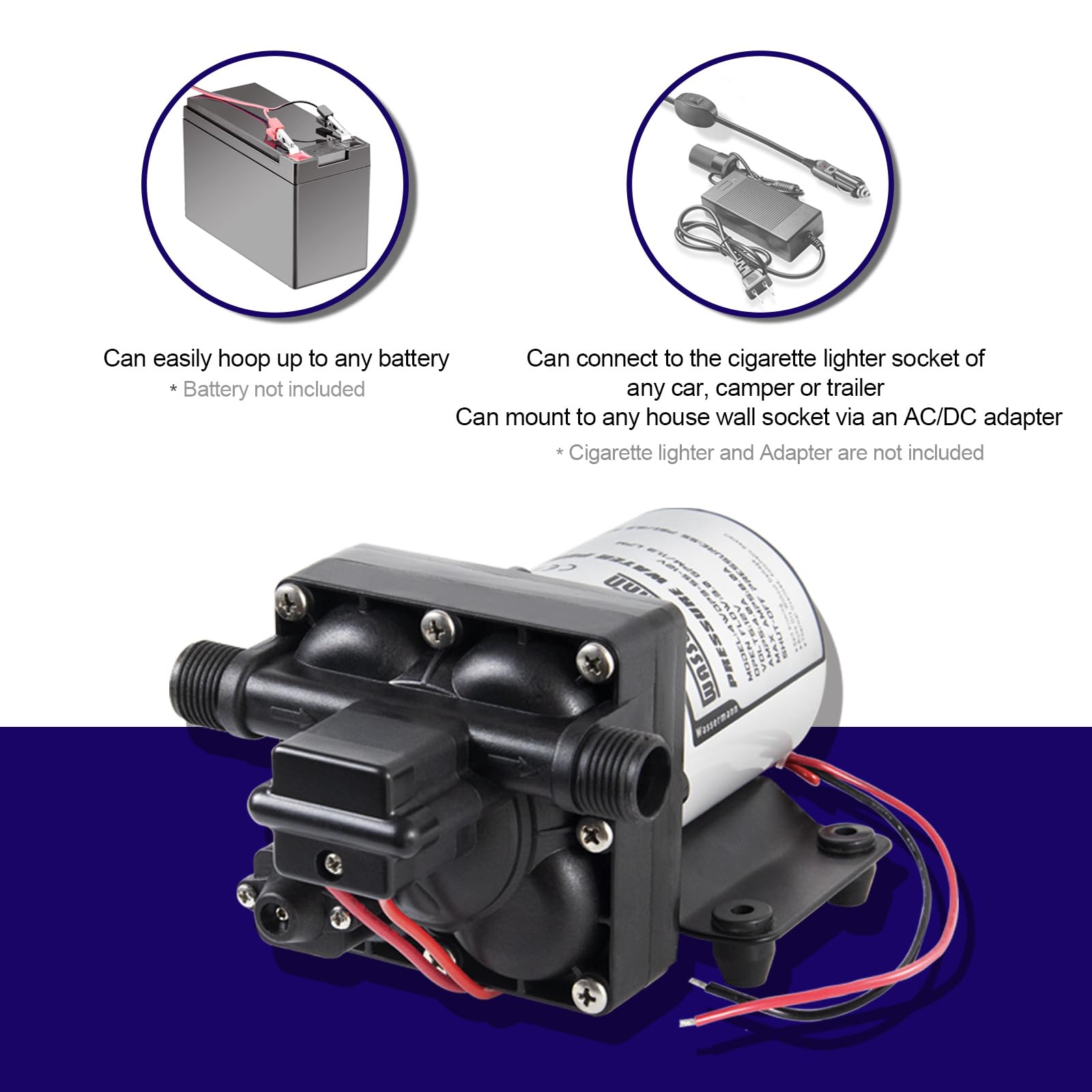 Wassermann Rv Water Pump 12 Volt Dc 3.0Gpm 55Psi,Replacement For Shurflo 4008-101-A65,Water Pump Self Priming Diaphragm Pump Wit