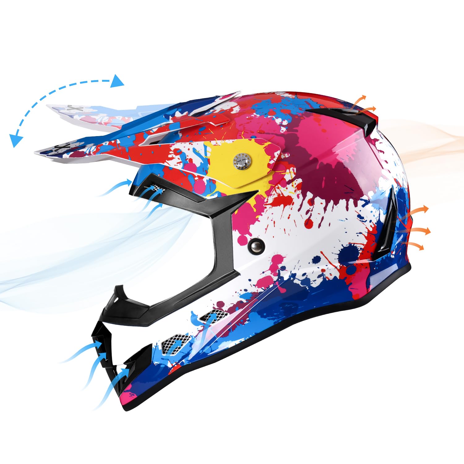 GLX GX623 Kids ATV Off-Road Helmet Combo with Gloves & Goggles, Large, Graffiti, Polypropylene