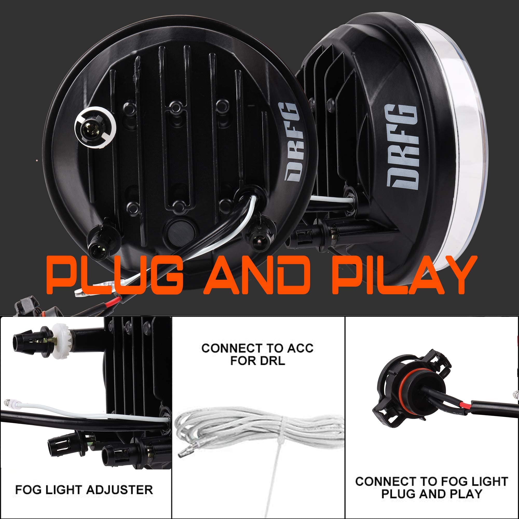 Drfg Led Fog Light With Drl Compatible With 2007-2013 Gmc Sierra 1500/2007-2014 Gmc Sierra 2500Hd/ 2007-2014 Gmc Sierra 3500Hd F