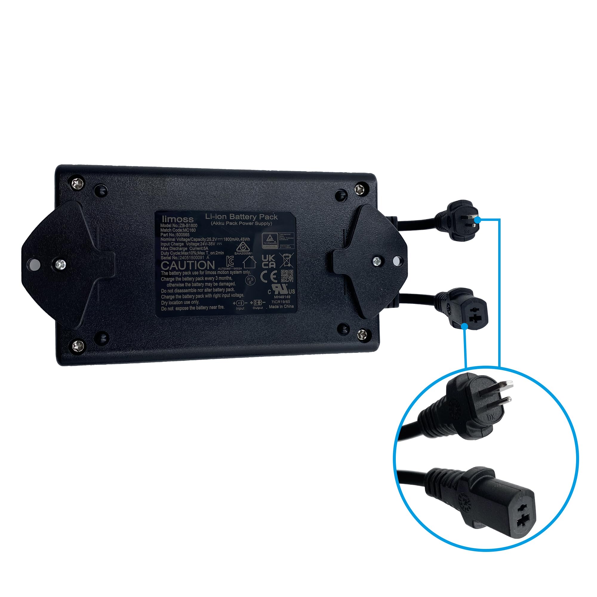 Kariwust Power Recliner Limoss Wireless Rechargeable Akku Battery Pack Model ZB-B1800 Kits Power Supply with Y Power Cable and M