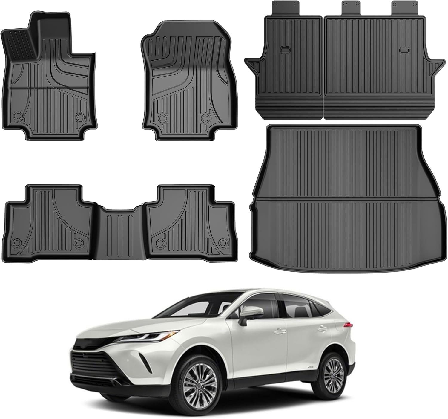 Aomsazto Floor Mats Compatible With Toyota Venza 2021-2025 & Toyota Rav4 2019-2025 (Include Hybrid) Full Set All Weather Floor L