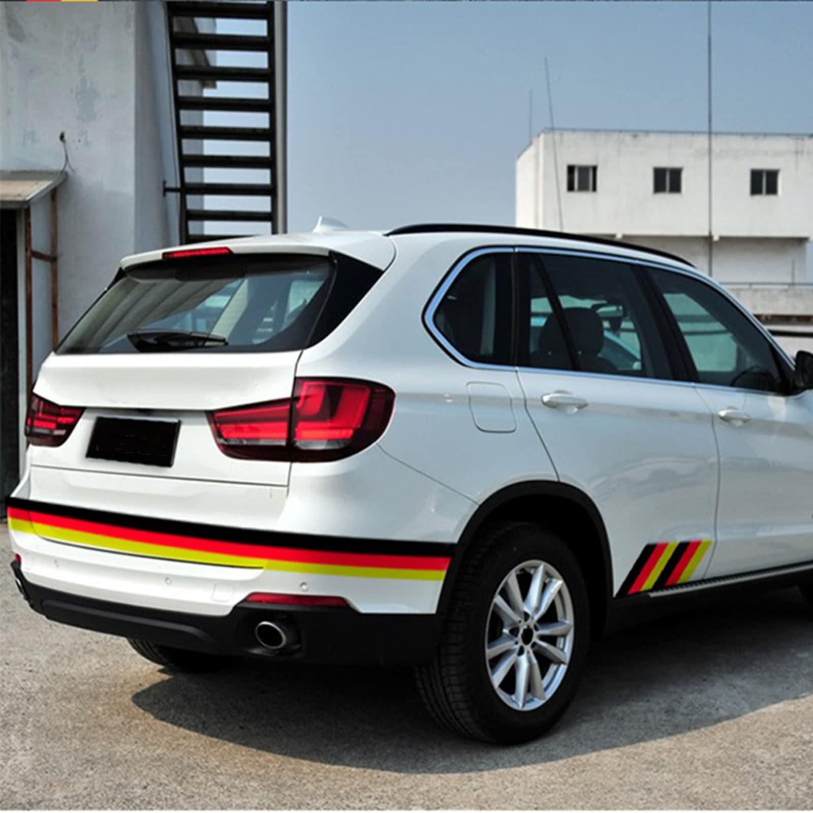LANZMYAN 118x6 Germany Flag Color Vinyl Stripe Car Hood Decal Sticker for Grille Fender Hood Roof Side Skirt Body Trunk Exterior