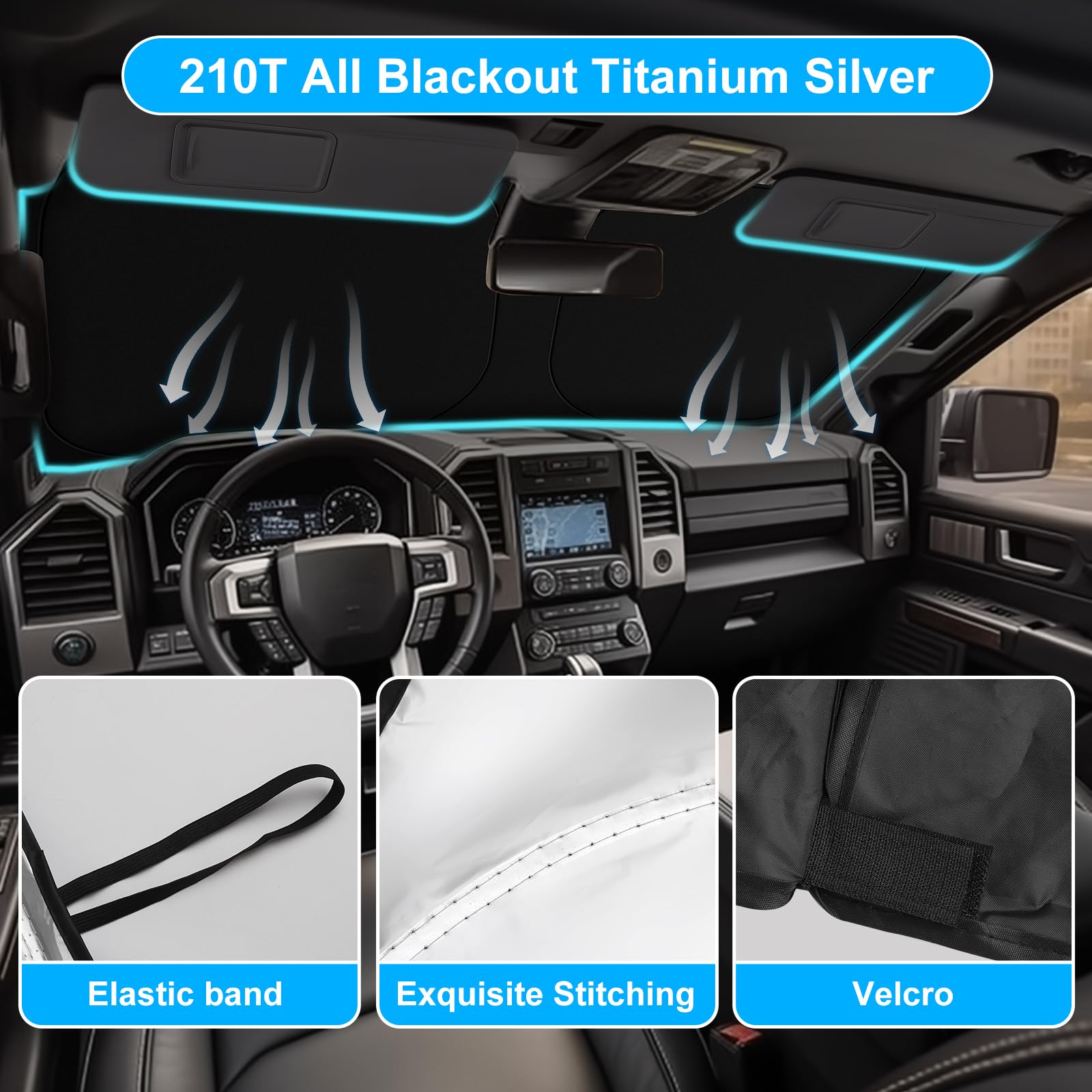 Shinehome Car Windshield Sun Shade Compatible With 2015-2020 Ford F150 Lariat, King Ranch, Platinum, Xl Xlt Limited Raptor Acces