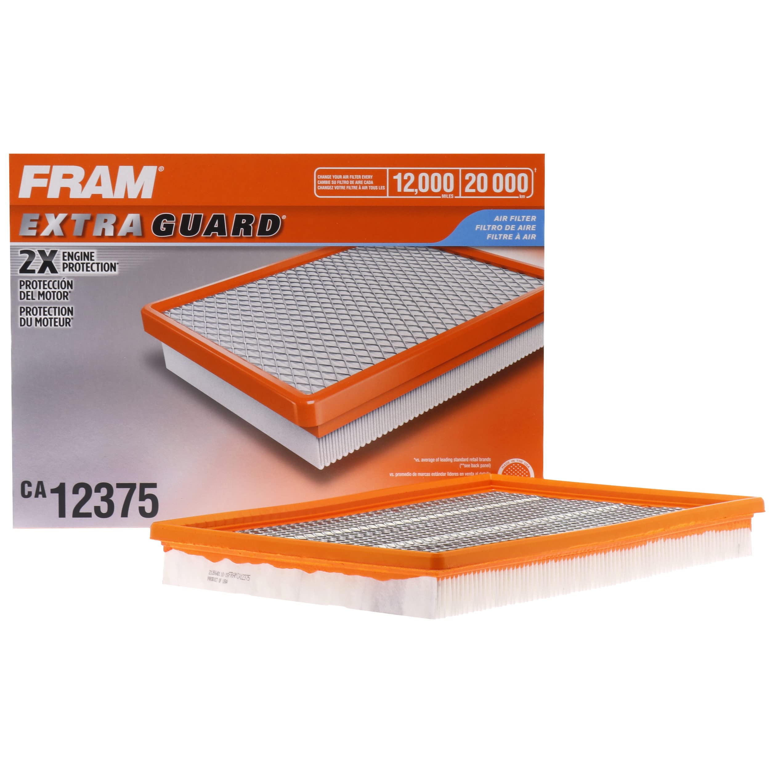 FRAM Extra Guard CA12375 Flexible Replacement Engine Air Filter for Select Ram 1500 Models, Provides Up to 12 Months or 12,000 M