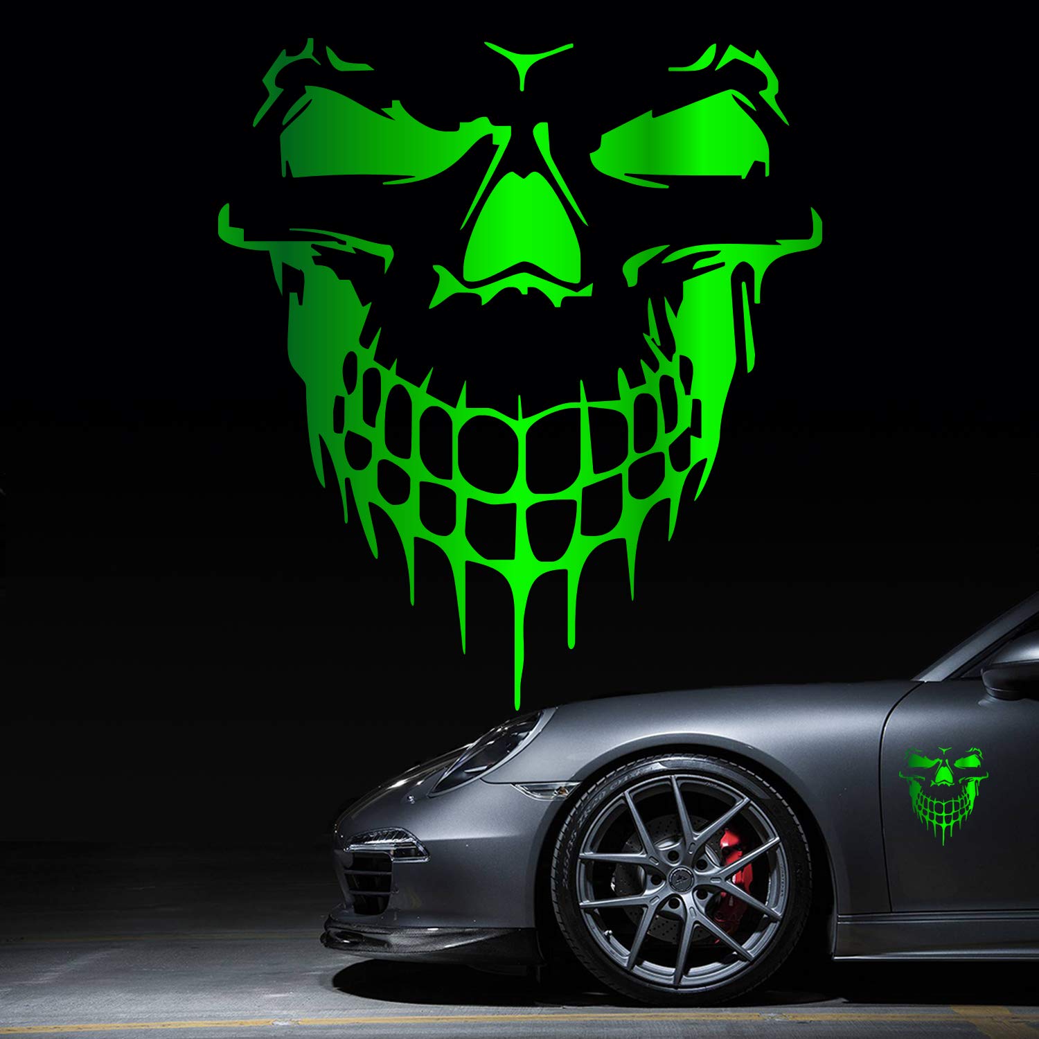 Hungmieh Car Hood Decal,Cool Skull Sticker For Truck,Suv,Motorcycle,Bicycle With 10 Color Options And 5 Sizes,25 Inch Maximum,Gl