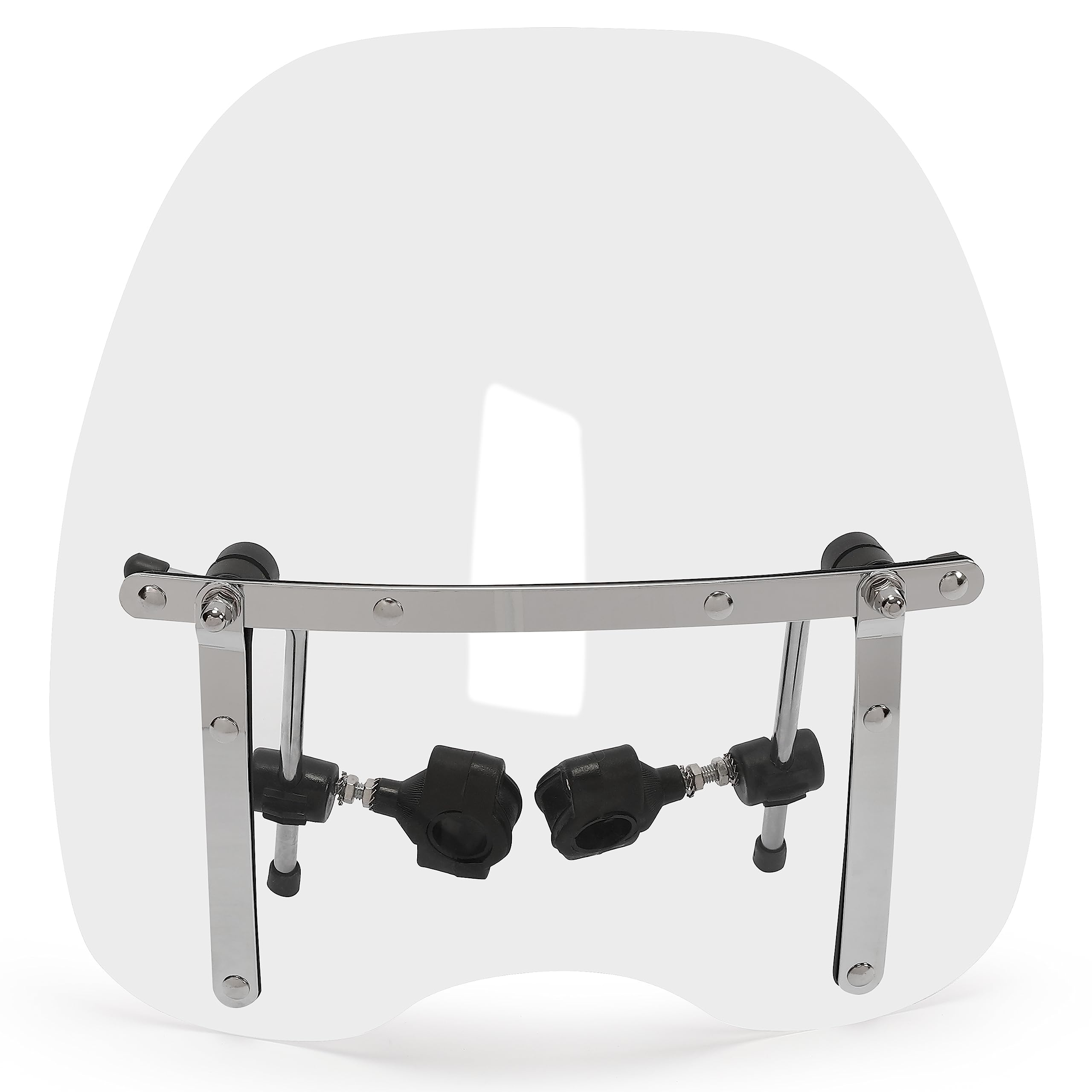 18''X16'' Motorcycle Clear Windscreen Windshield Compatible With Harley Davidson Honda Kawasaki Suzuki Yamaha With Chrome Standa