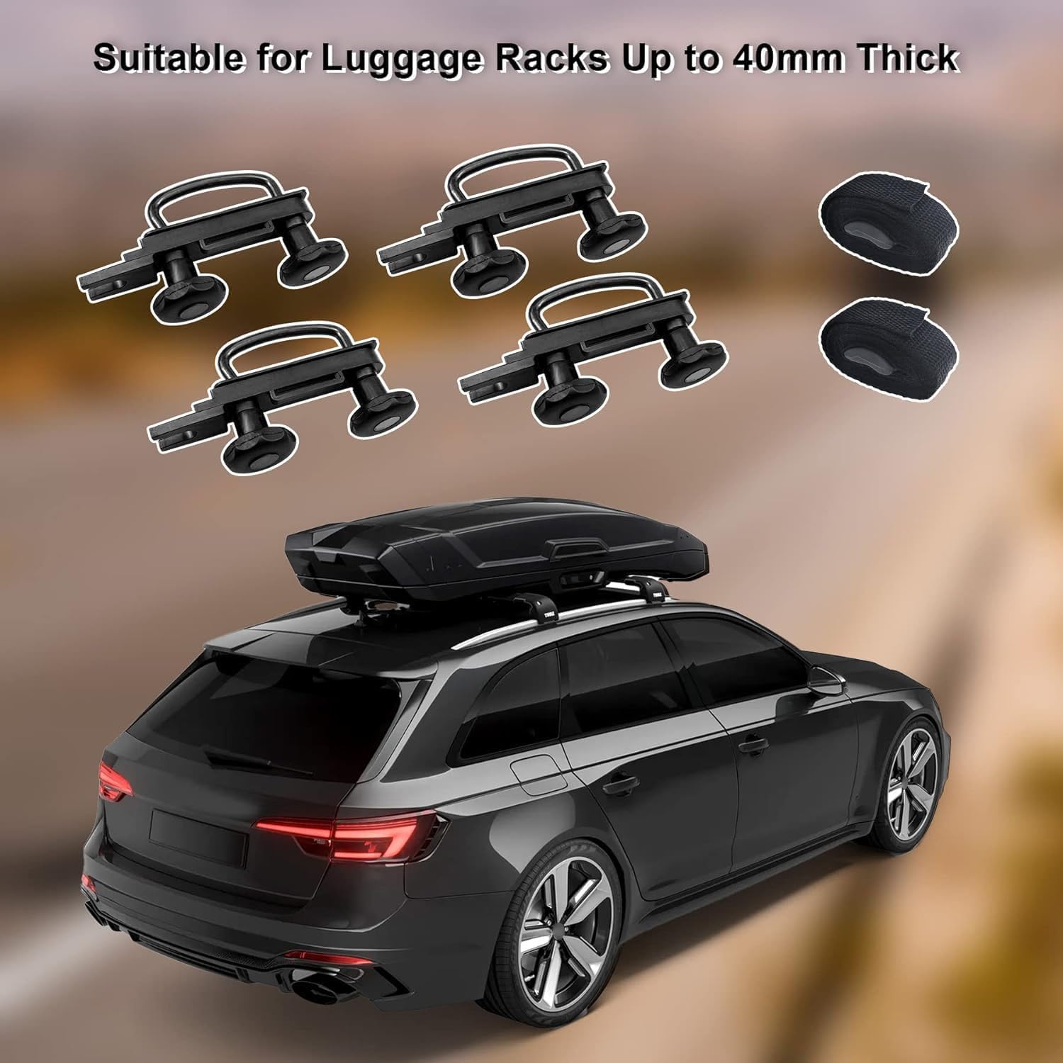 Universal Roof Box U-Bolt Clamps Cargo Carrier Roof Rack Bracket Kit Van Mounting Fitting Kit 85Mm Internal Width 40Mm Thick Luggage Rack Adjustable U Bolt Quick Release Latch For Roof Box Hardware