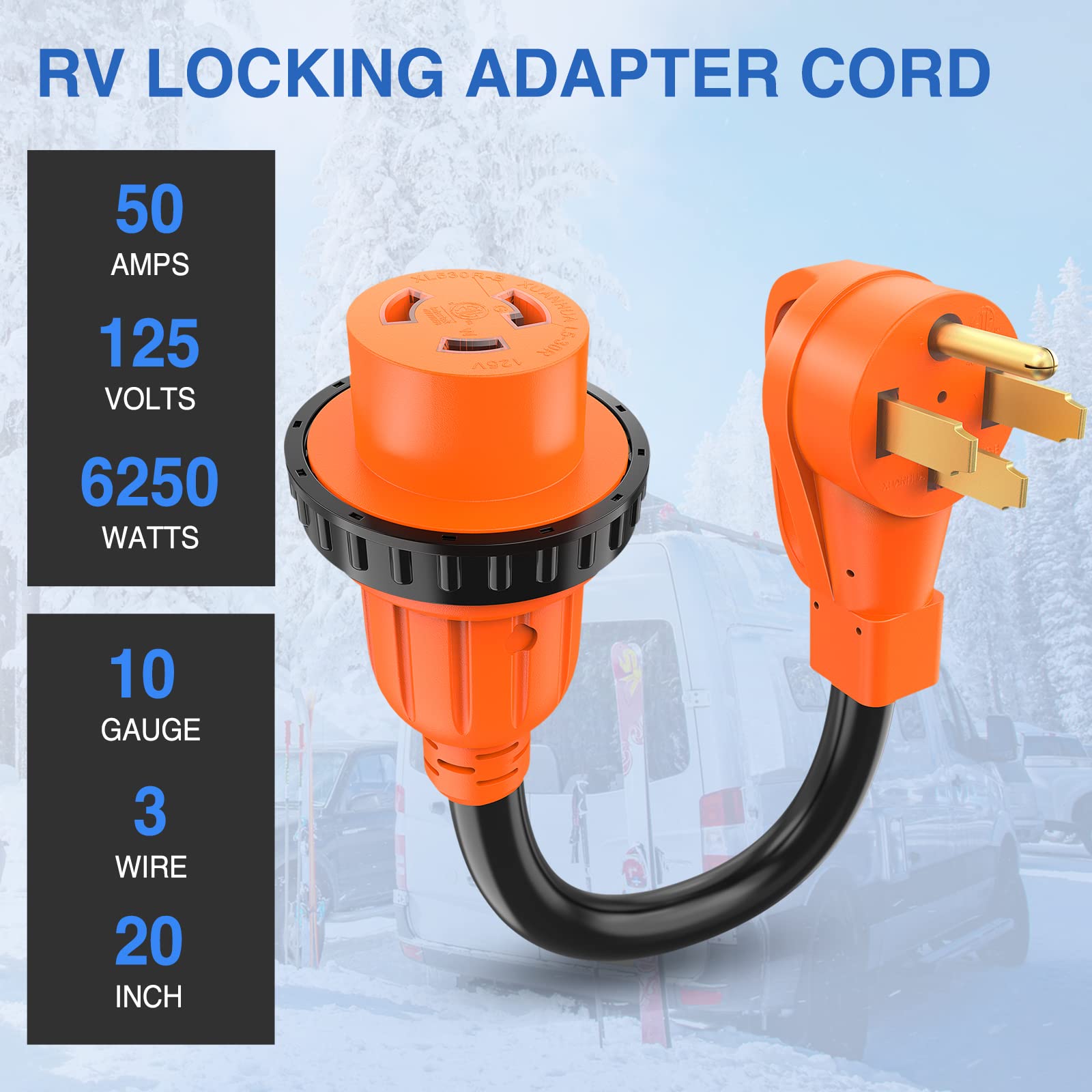 Nilight Rv Locking Adapter Cord 50 Amp To 30 Amp Pure Copper Heavy Duty Dog Bone Plug 10 Gauge Wire 14-50P To L5-30R 50M/30F Wea