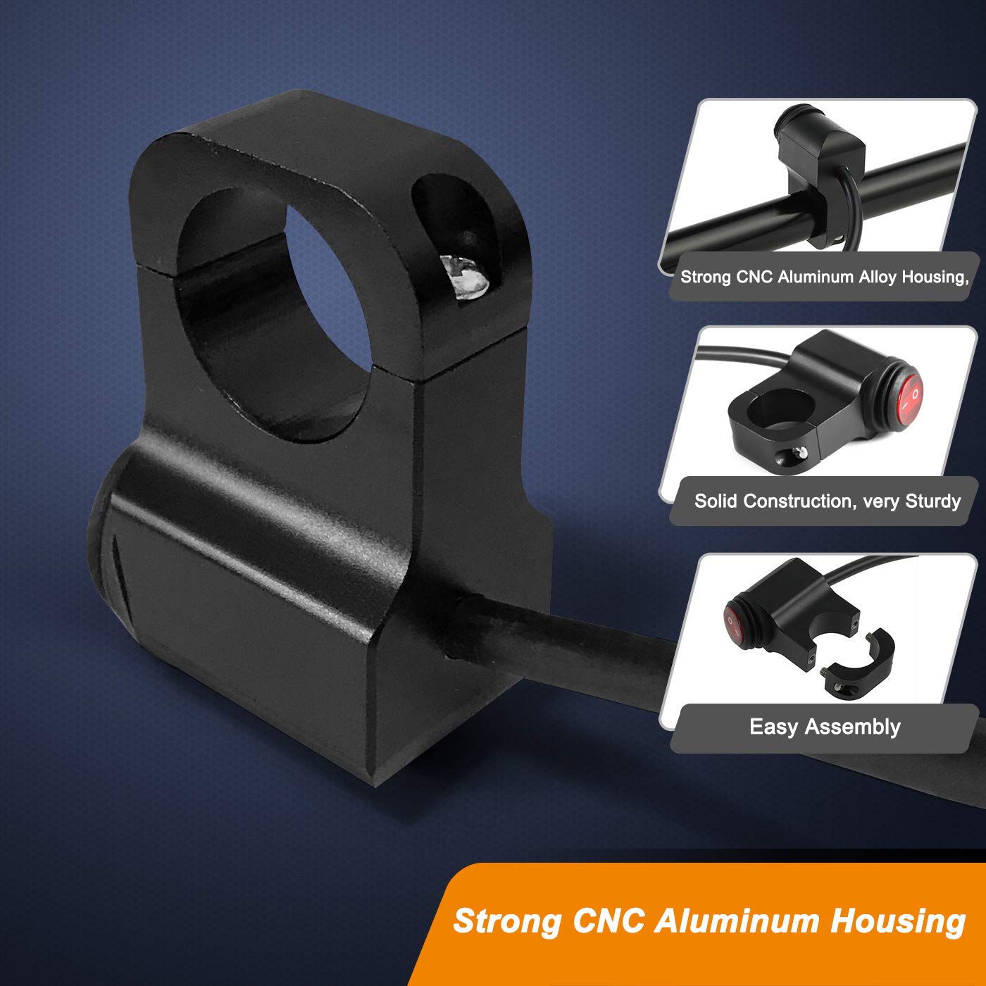 Atv Light Switch 12V Handlebar Switch Waterproof Motorcycle Light Switch Cnc Aluminum Alloy Handlebar Toggle Switch For Motorcycle Atv Utv- Fits 7/8' Handlebars (22Mm) Red 1 Piece