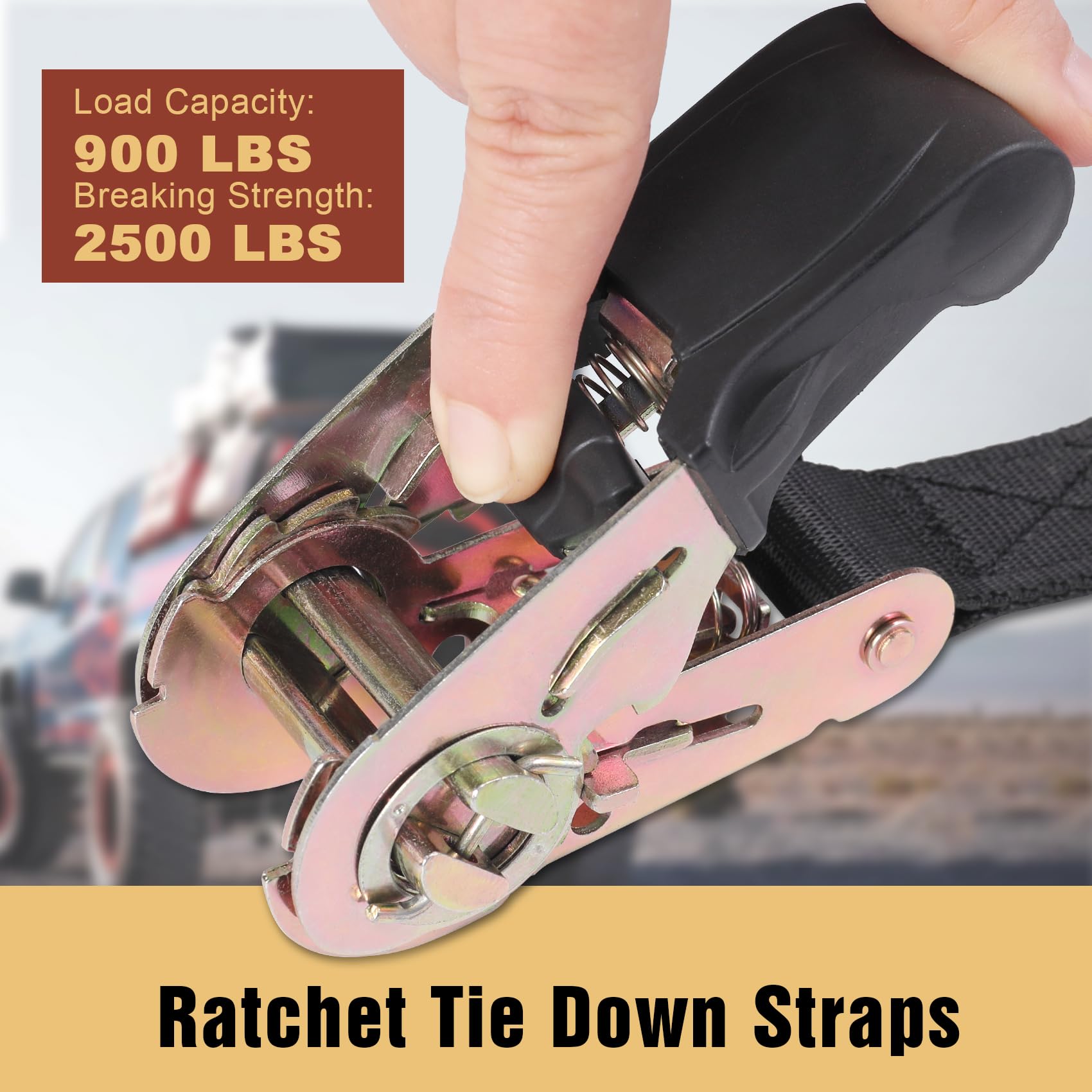 Masterwise Endless Ratchet Strap, Black Ratchet Straps Heavy Duty Tie Down Straps 1 Inch Simple Strap for Motorcycles, Trailer,