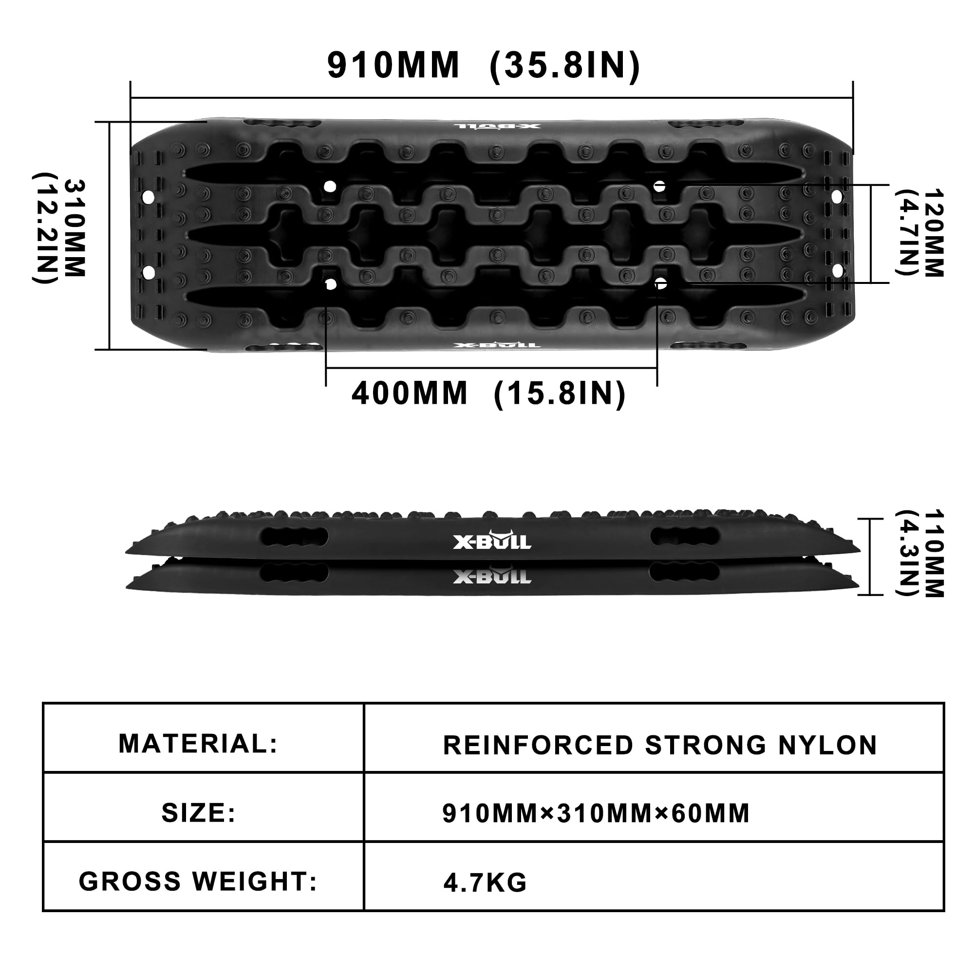 X-Bull New Recovery Traction Tracks Tire Ladder For Sand Snow Mud 4Wd(Black)