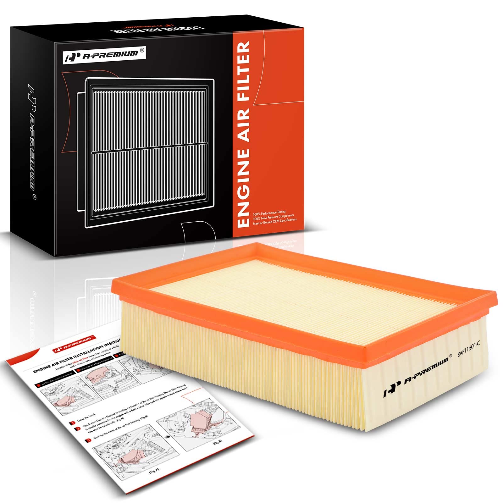 A-Premium Engine Air Filter Compatible With Buick Encore & Chevrolet Trax, 2013-2022, L4 1.4L, Flexible Panel, Replace# 95021102