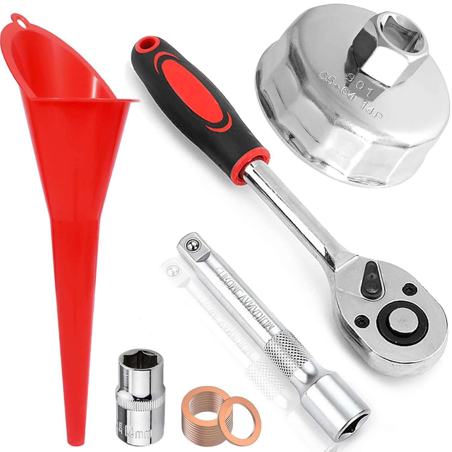 RUNEWAX Oil Filter Removal Wrench Tool Set for Honda Accord Civic CRV Pilot Odyssey Insight CRZ Element, Ratchet Wrench + Oil dr