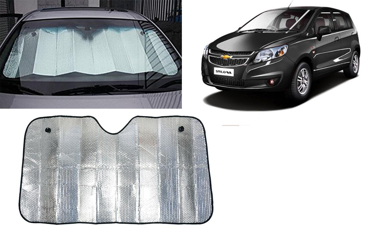 Autopearl Collapsible Mesh Foldable Auto Front/Rear Window Sun Shade Car Windshield for Chevrolet Sail UVA (130 * 60 Cm_Silver)