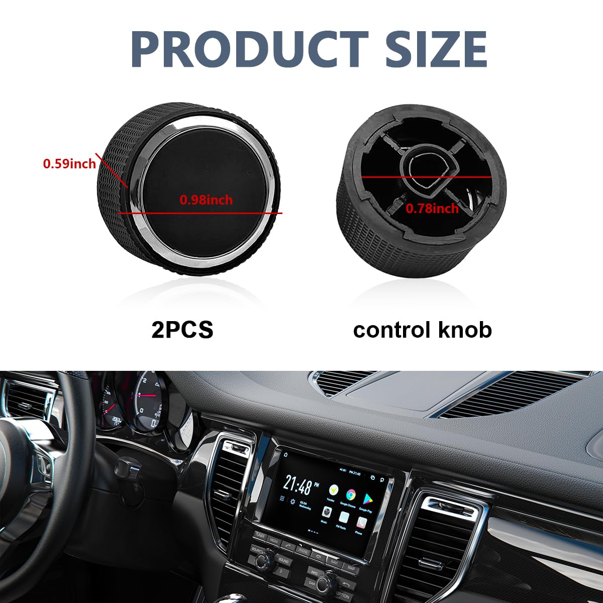 Kewucn 2 Packs Rear Radio Volume Control Knob Cover and AC Dash Button Sticker Repair Kit (2 Packs), Universal Vehicles Interior
