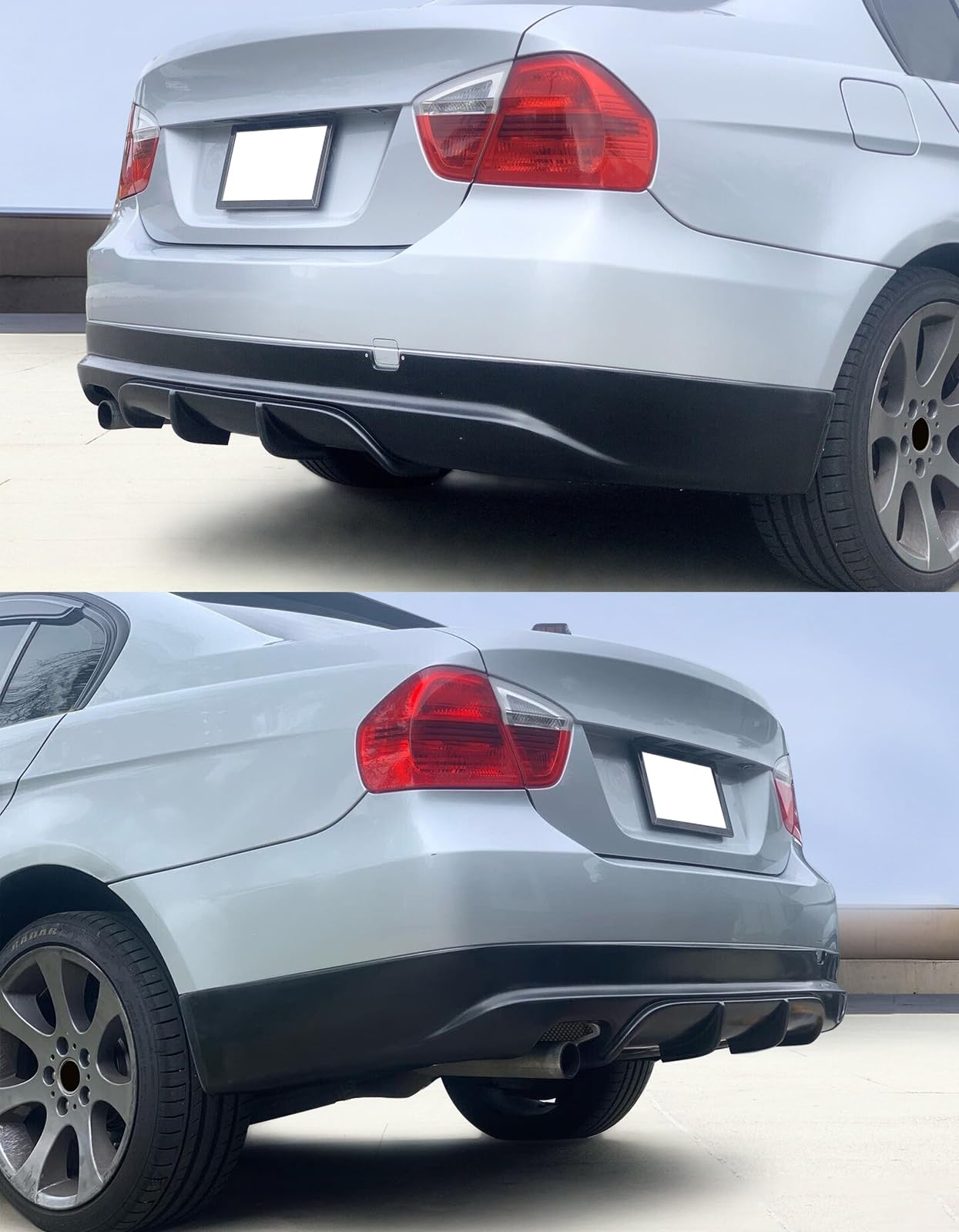 Rear Bumper Lip Compatible with 2005-2012 BMW E90 3-Series, AC-S Style Black PU Rear Lip Finisher Under Chin Spoiler Underspoile