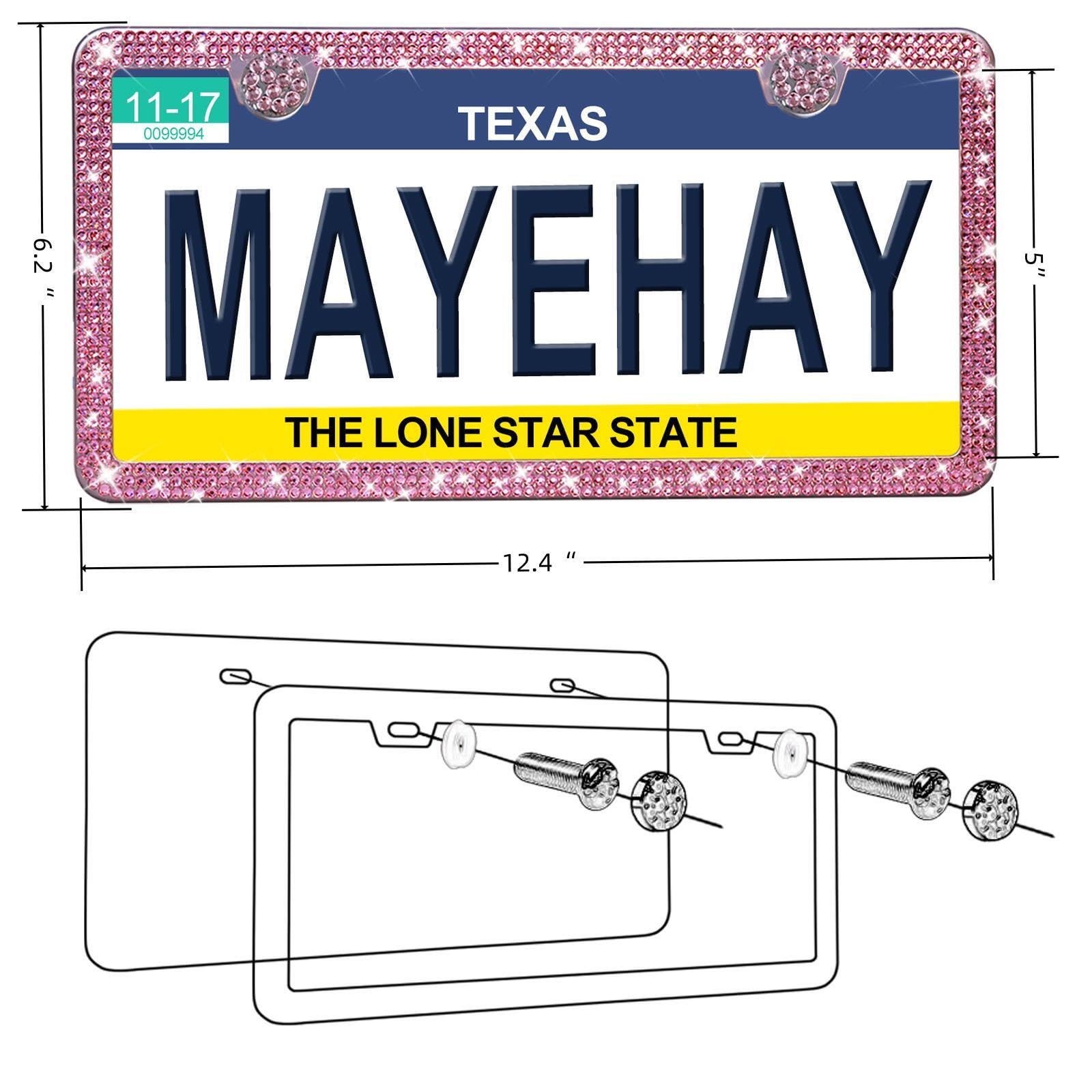 Pink License Plate Frame 1 Pack Bling License Plate Frame Rhinestone License Plate Frame Sparkly License Plate Frame Diamond Lic