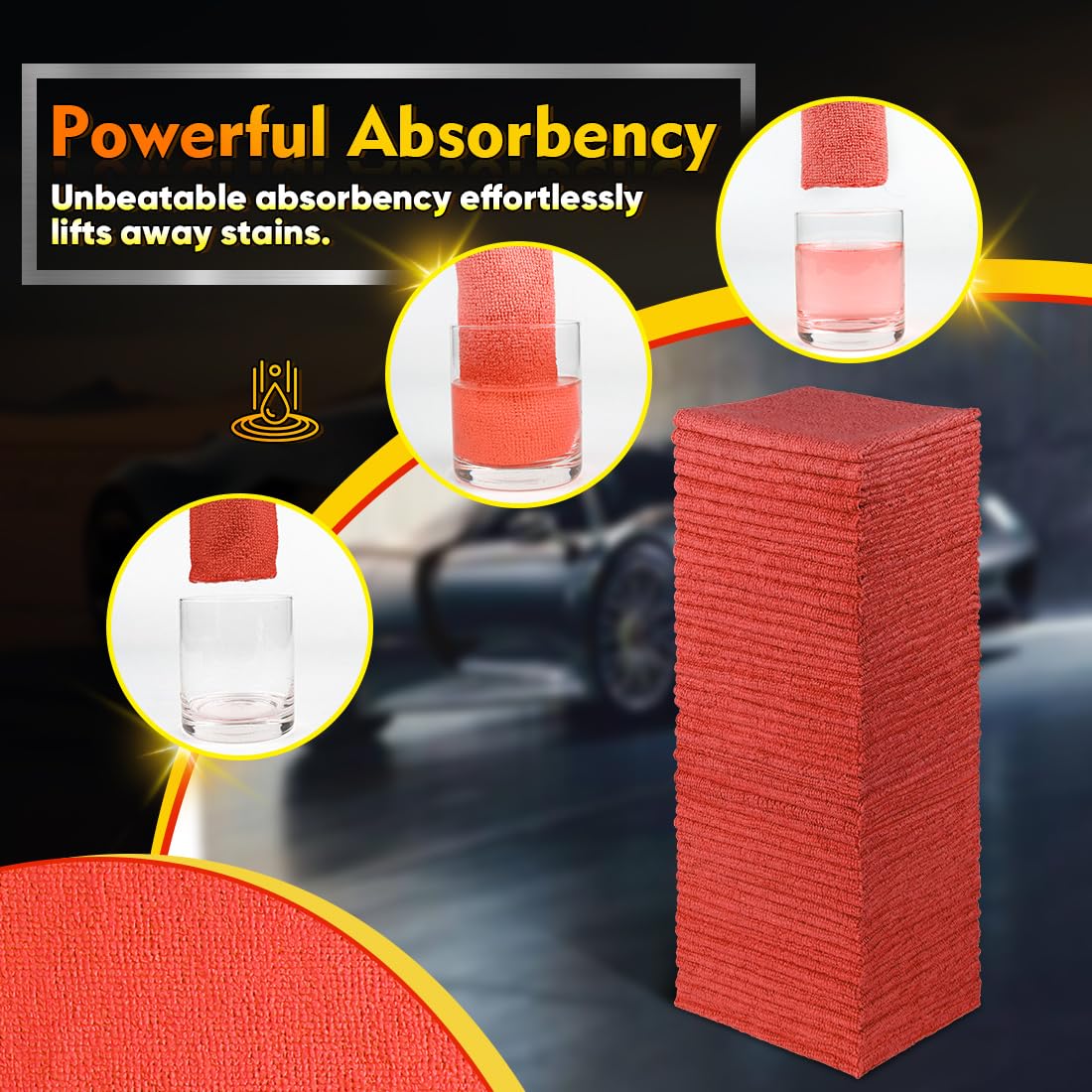 Homexcel Red Shop Towels 100 Pack, Reusable Microfiber Cleaning Cloth Bulk, Multipurpose Microfiber Towels For Car, House And Ki