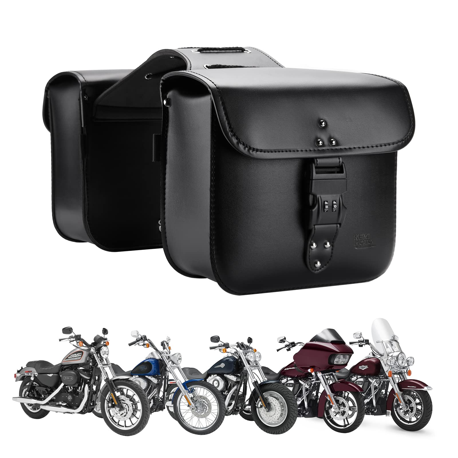 Kemimoto Motorcycle Saddlebags Throw Over Saddle Bags With Lock Small Size Panniers 14L Side Bags For Sportster Softail Dyna Roa