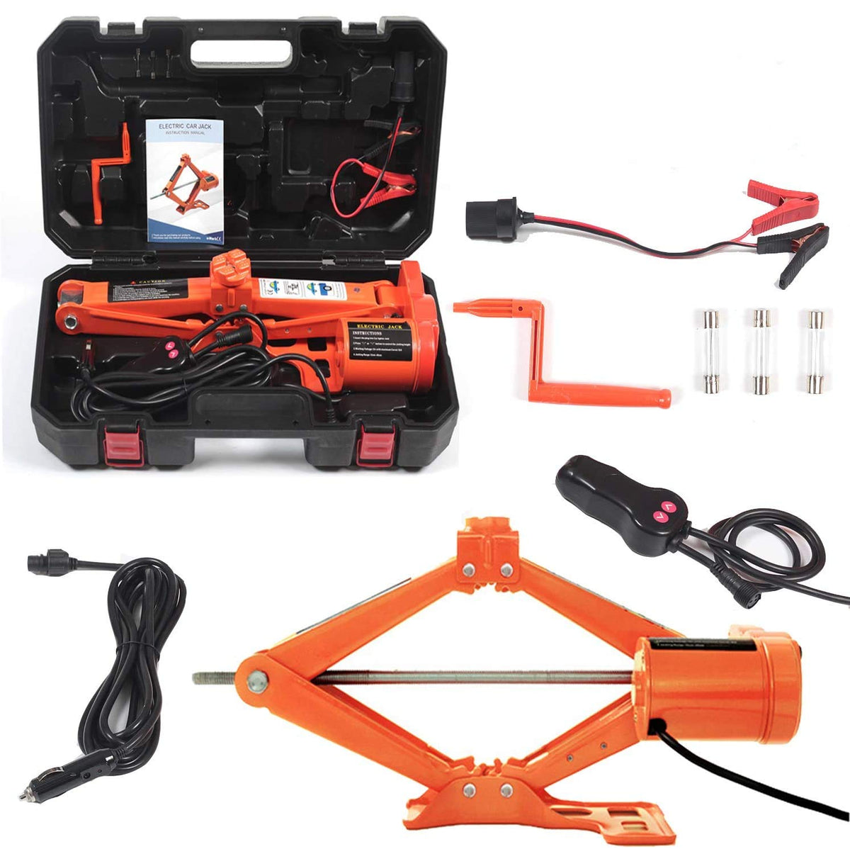 Electric Car Floor Jack 5 Ton All-In-One Automatic 12V Scissor Lift Jack Set For Suv W/Remote Tire Change Repair Emergency Tool 