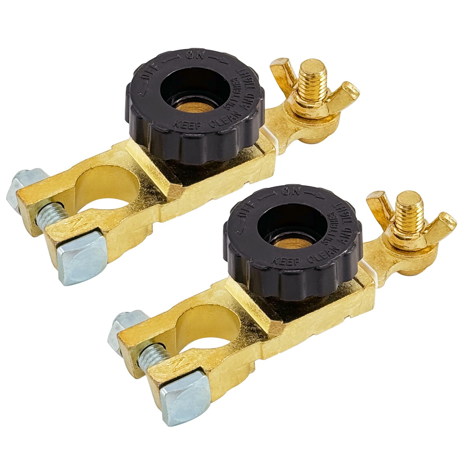 Top Post Battery Disconnect Switch, Ampper Battery Master Switch Isolator W/ M8 Wing Nut For Power Disconnect Cut Off (2 Pack)