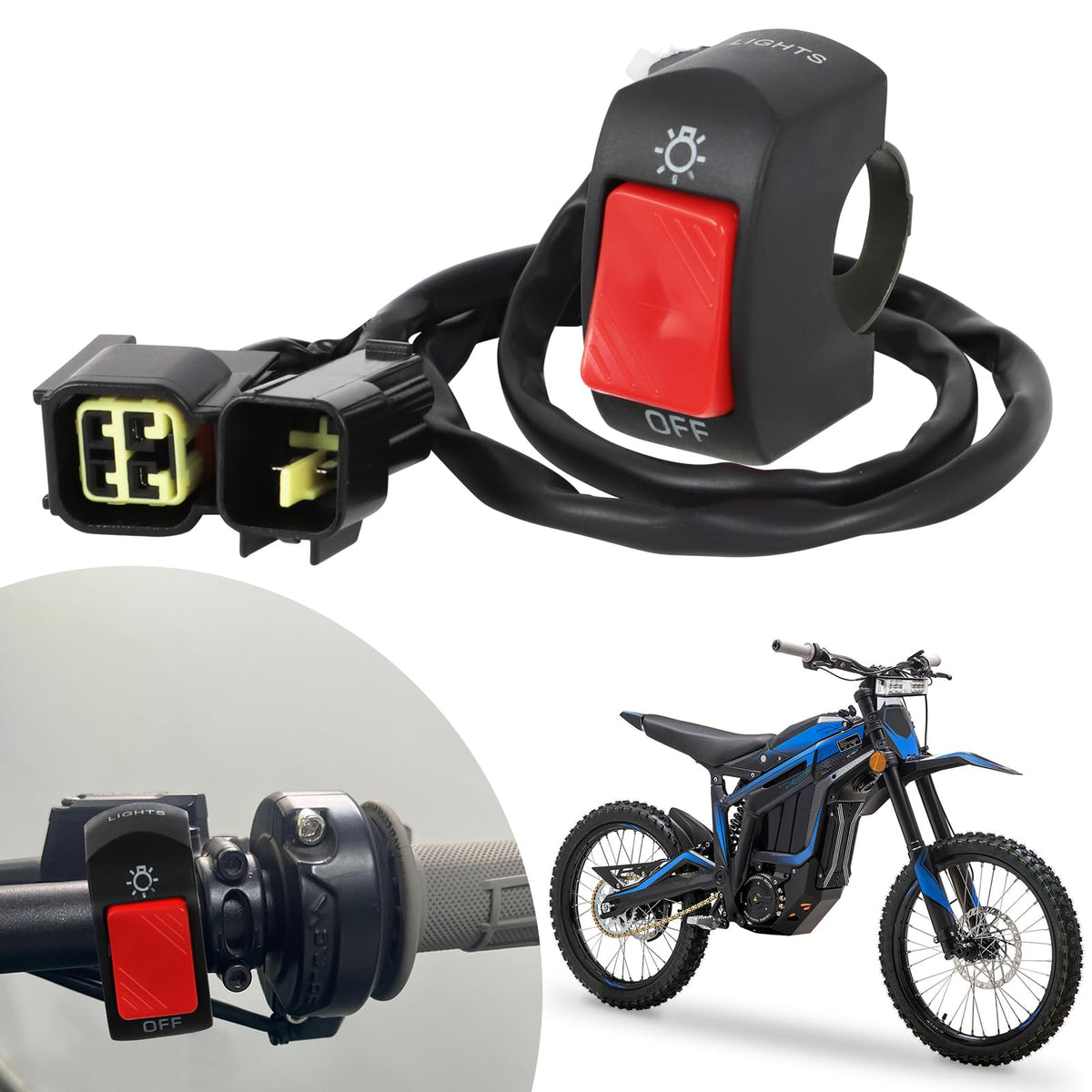 Alpha Rider Headlight Kill Switch For Talaria Sting R Mx4 Plug And Play Help Save Battery Led Headlight On/Off Switch With Butto