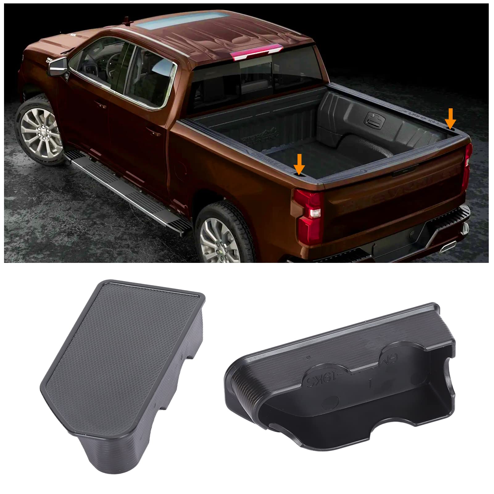 Bed Rail Stake Pocket Covers For Gmc Sierra 1500/Chevy Silverado 1500 2019-2023 2024 & Silverado/Sierra 2500/3500Hd 2020 2021 2022 2023 2024 Rear Truck Tonneau Covers Stake Holes Cap Plugs(2 Packs)