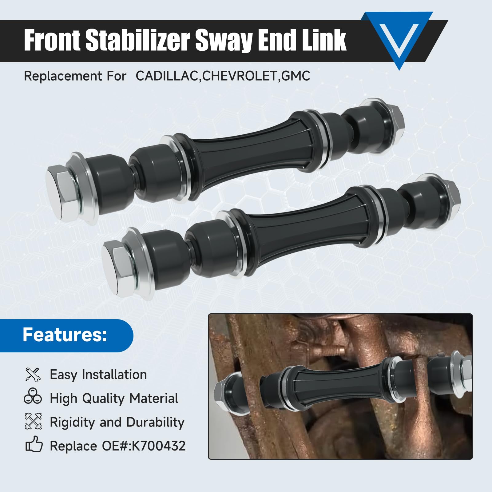 K700432 Sway Bar Links Fit For Escalade,Escalade Esv,Escalade Ext;Avalanche,Silverado 1500,Suburban,Suburban 1500,Tahoe; Sierra,Yukon,Yukon Xl,Yukon Xl 1500 2007-2016 Front Stabilizer End Link