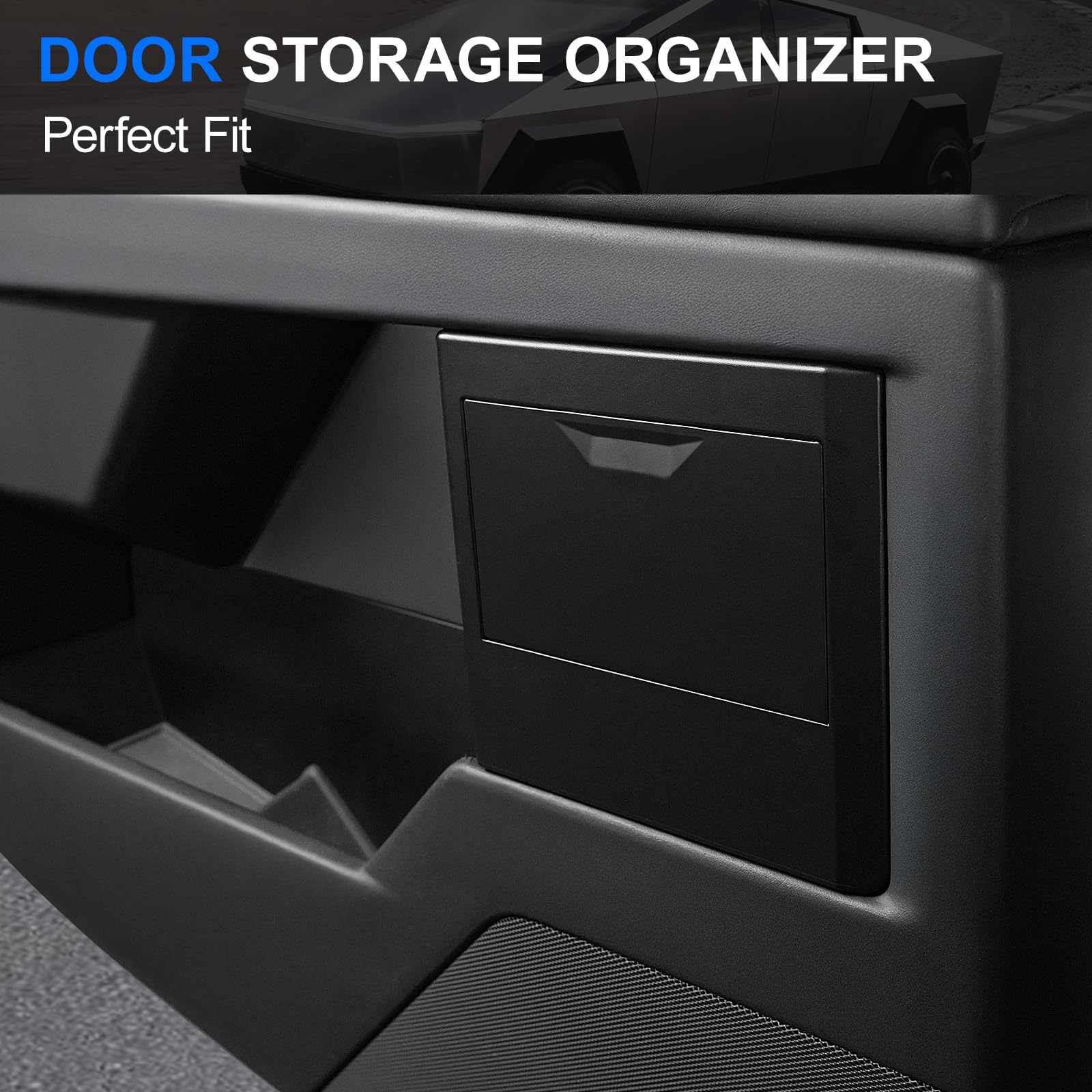 Elecfresh Door Built-in Hidden Storage Organizer for Cybertruck Accessories, Both Driver and Passenger Side Door Garbage Tray wi