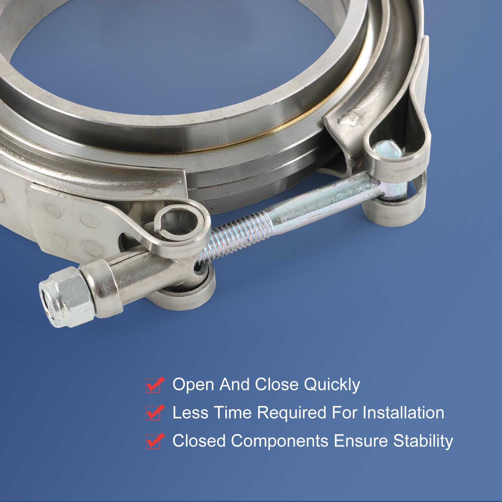 2.25'' V-Band Flange Clamp Kit With Ridge Stainless Steel Replacement For Exhaust Downpipe 2.25 Inch