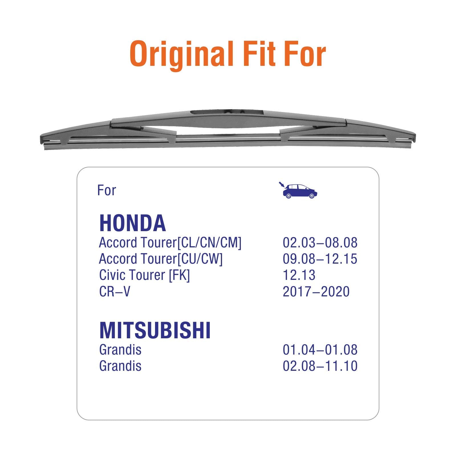 WOWIPER 12 Rear Windshield Wiper Blade Replacement for Honda CR-V 2017-2021, Exact Fit, Set of 2, Durable Car Wipers