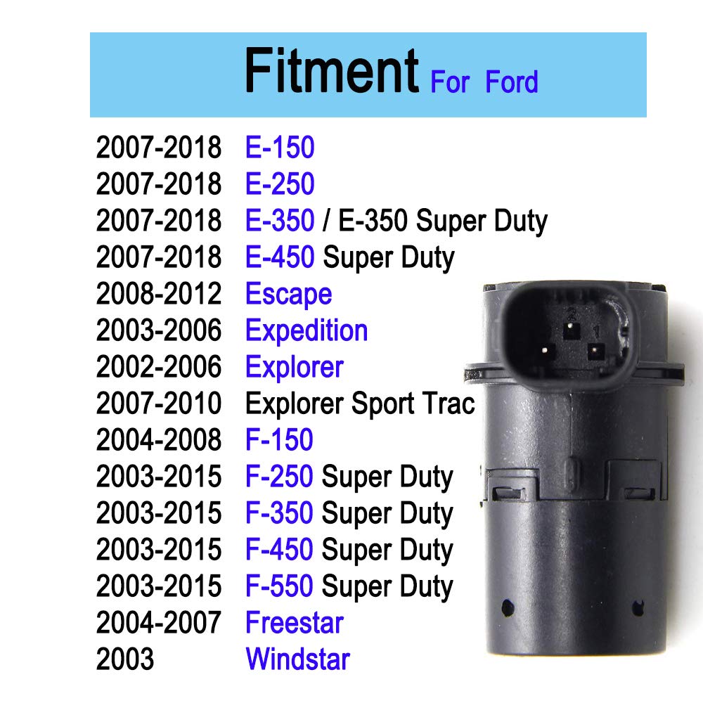 Yikesai 4 Pack Backup Rear Parking Aid Sensors, Black - Compatible with Ford F150 F250 F350, Replace# 684-029, 3F2Z15K859BA,