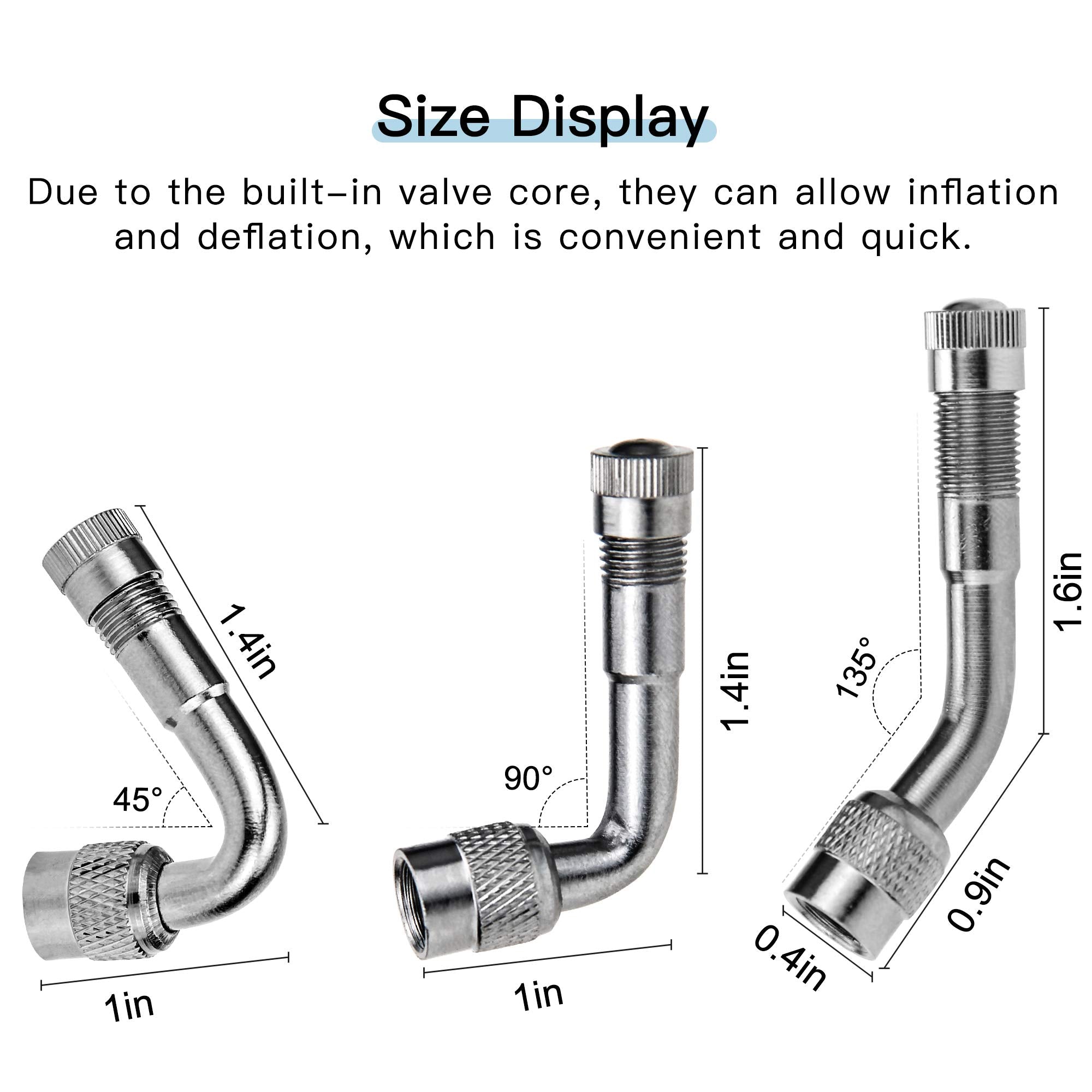 6-Pack Valve Stem Extenders, Mellbree 45 Degree 90 Degree 135 Degree Schrader Tire Valve Extension Compatible For Dual Wheels Passenger Cars, Rv, Stroller, Bicycles, Motorcycles And Trailers