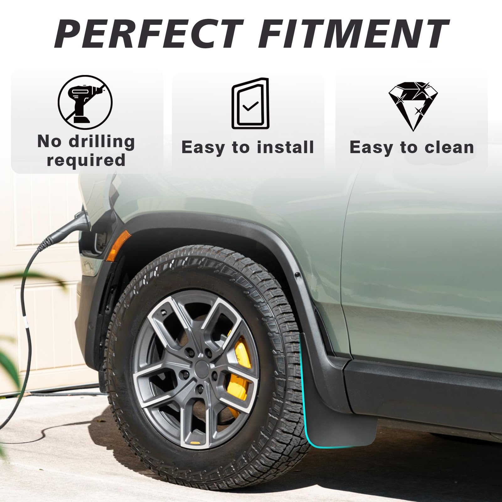 Bestevmod Mud Flaps Splash Guards Compatible With Rivian R1T 2022 2023 2024 2025 Accessories Splash Fender Winter Vehicle Sedime