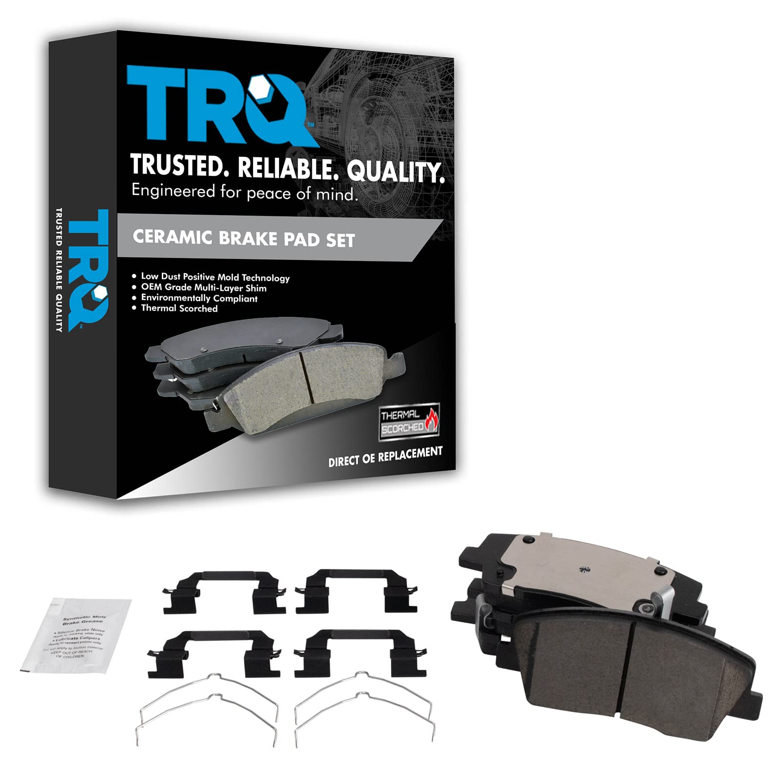 TRQ Front Brake Pads Ceramic Compatible with 2019-2021 Genesis G70 2018-2020 Kia Stinger