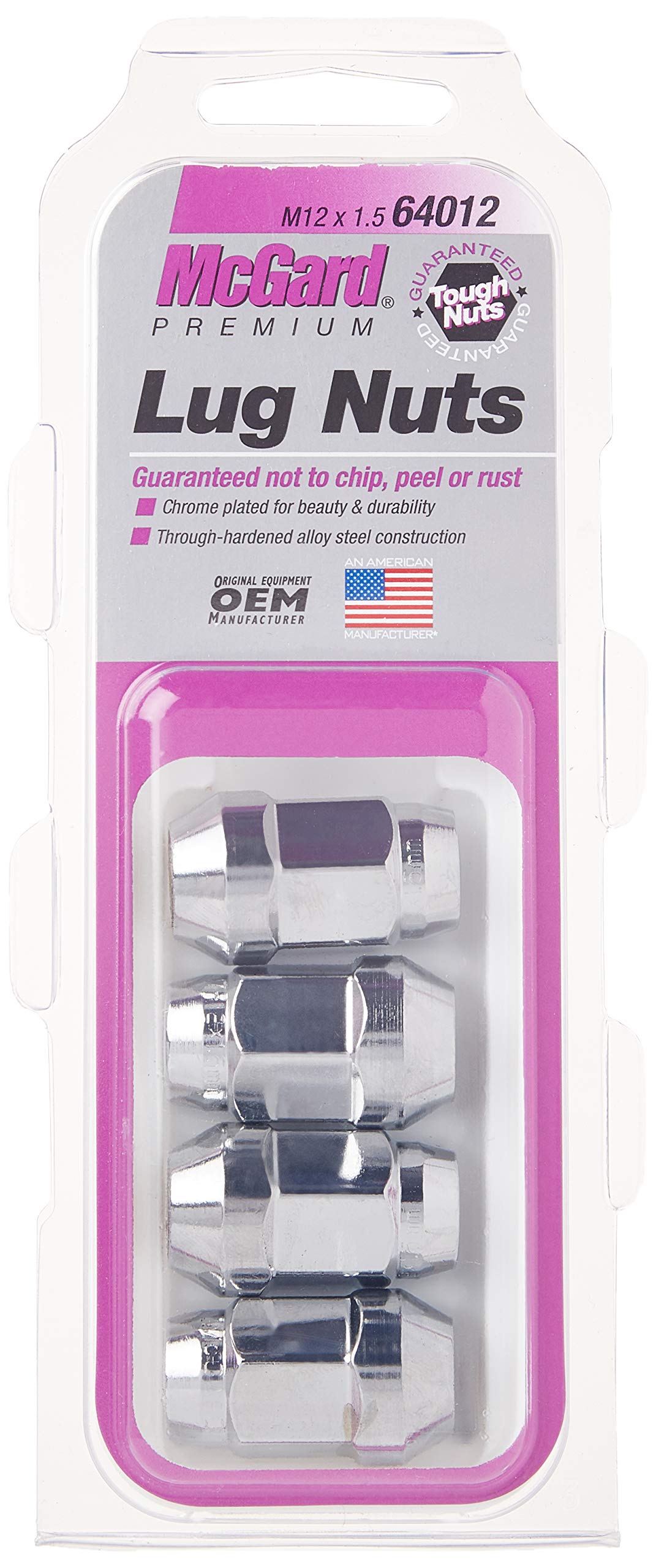 Mcgard 64012 12 Mm X 1.5 Bulge Conical Compatible With Seat Lug Nut - Chrome44; Pack Of 4