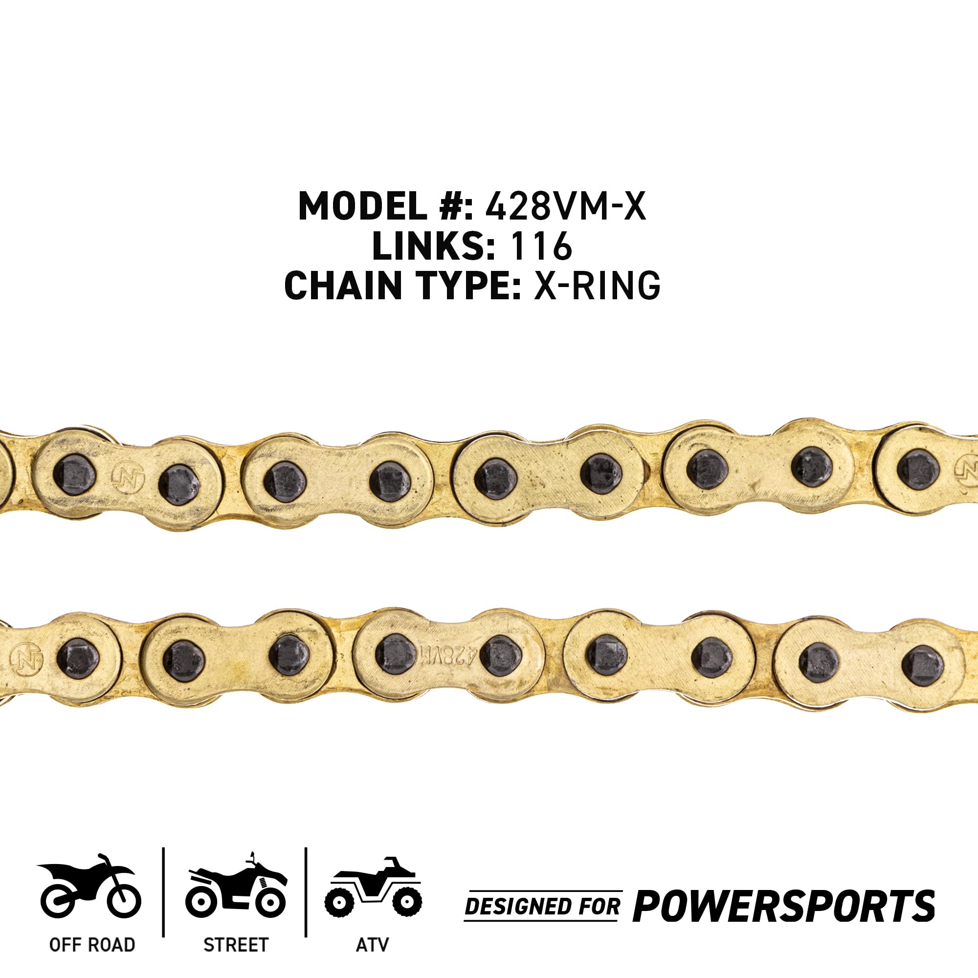 Niche Gold 428 X-Ring Chain 116 Links With Connecting Master Link