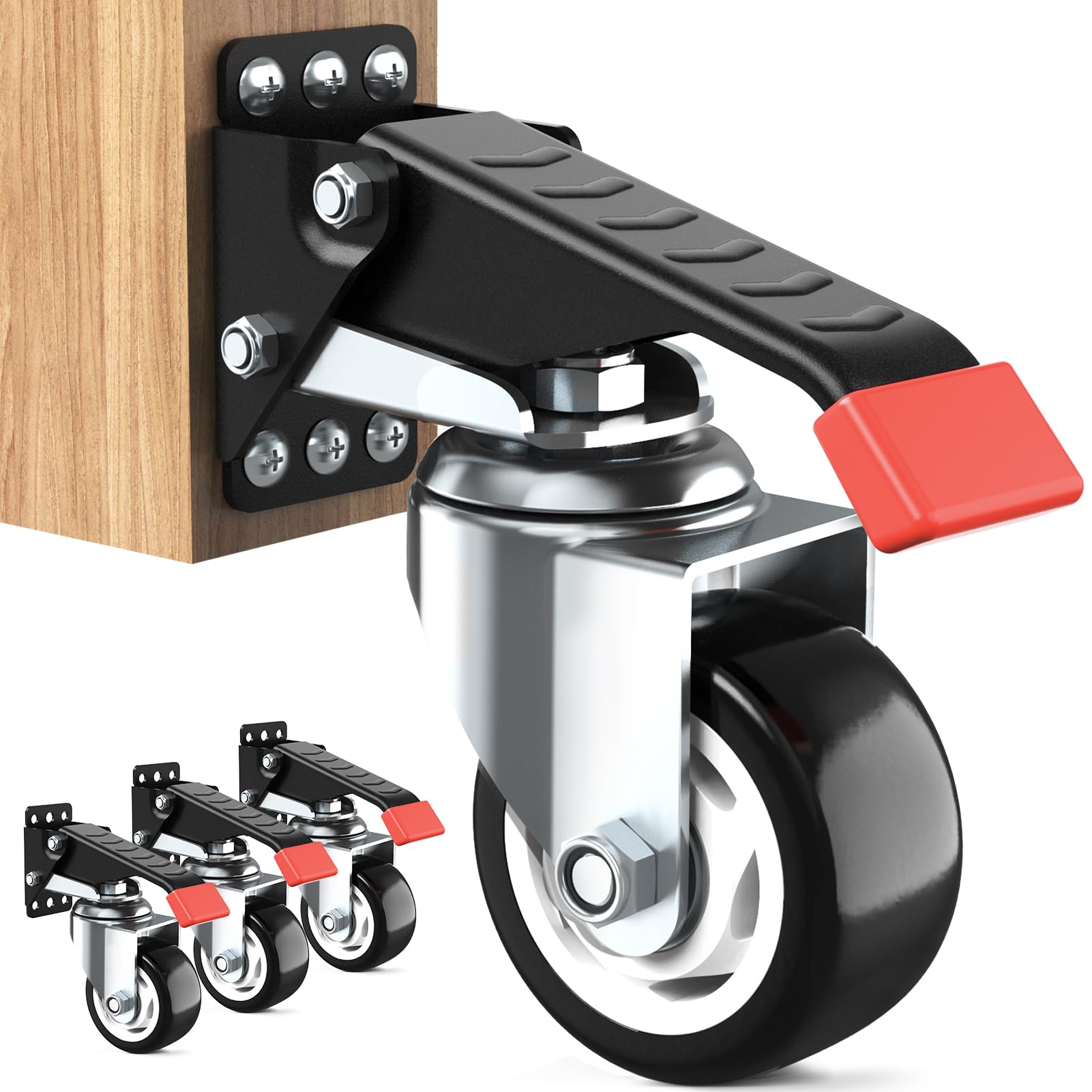 SPAcEKEEPER Workbench casters Kit 880 Lbs - 3 Inch Heavy Duty Retractable caster Designed for Workbenches Machinery & Tables, 4 