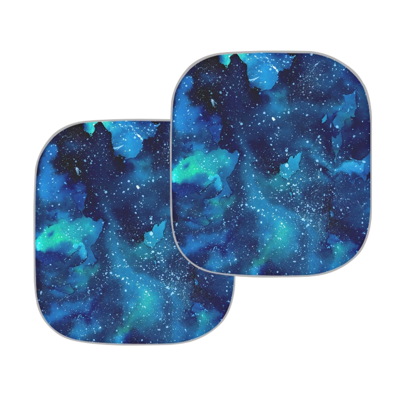 Renewold Galaxy Space Blue Windshield Sun Shade 2-Piece Foldable Car Front Window Sunshade For Most Sedans Suv Truck - Auto Sun