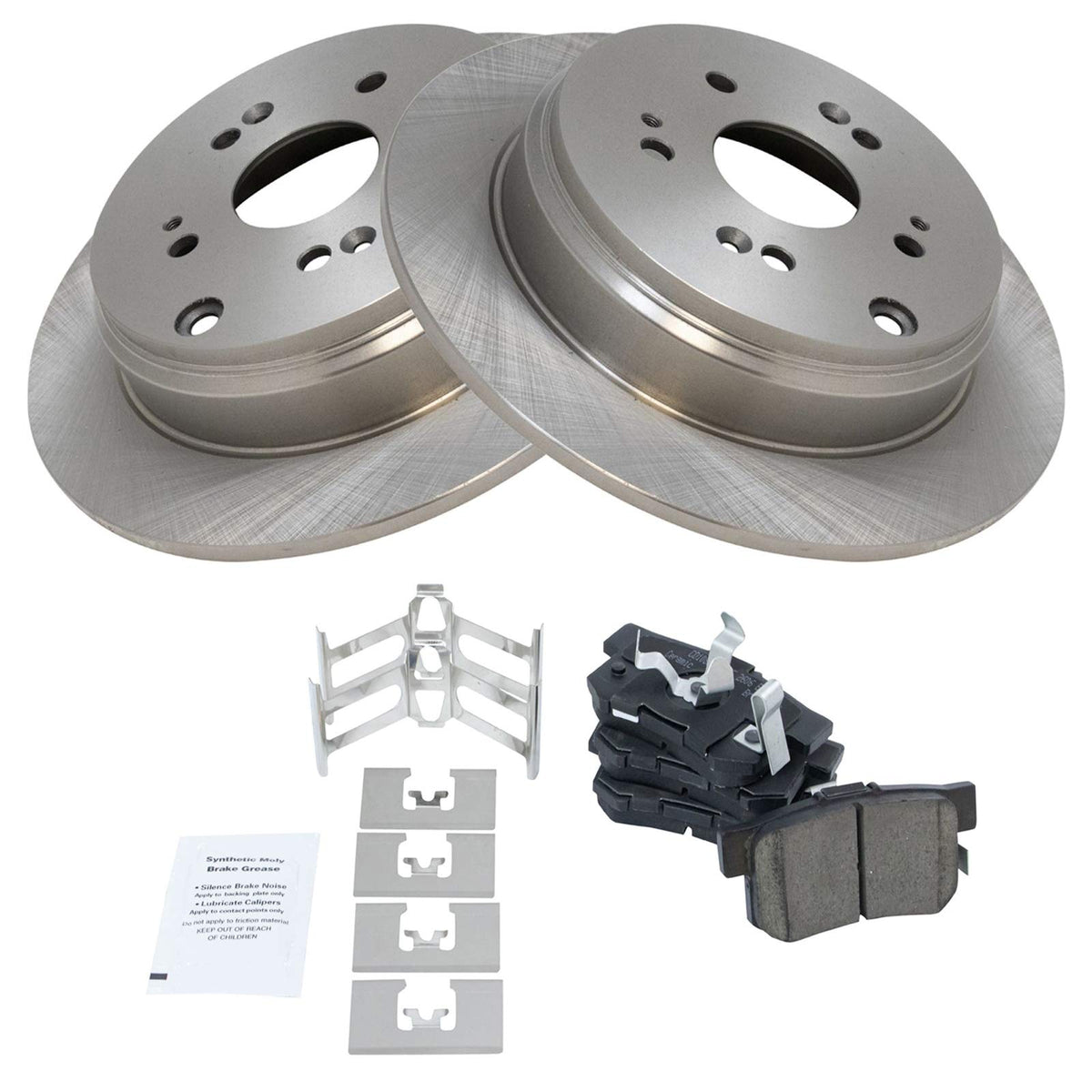 TRQ Rear Brake Pad & Rotor Kit Brake Pads Brake Rotor Ceramic Compatible with 2010-2018 Acura RDX 2005-2016 Honda CR-V