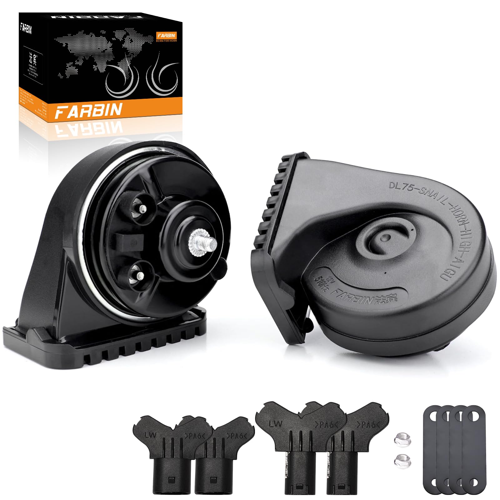 Farbin Loud Horn Compatible With Bmw 12V Car Horn Loud Dual-Tone Electric Snail Horns Waterproof Special Interface