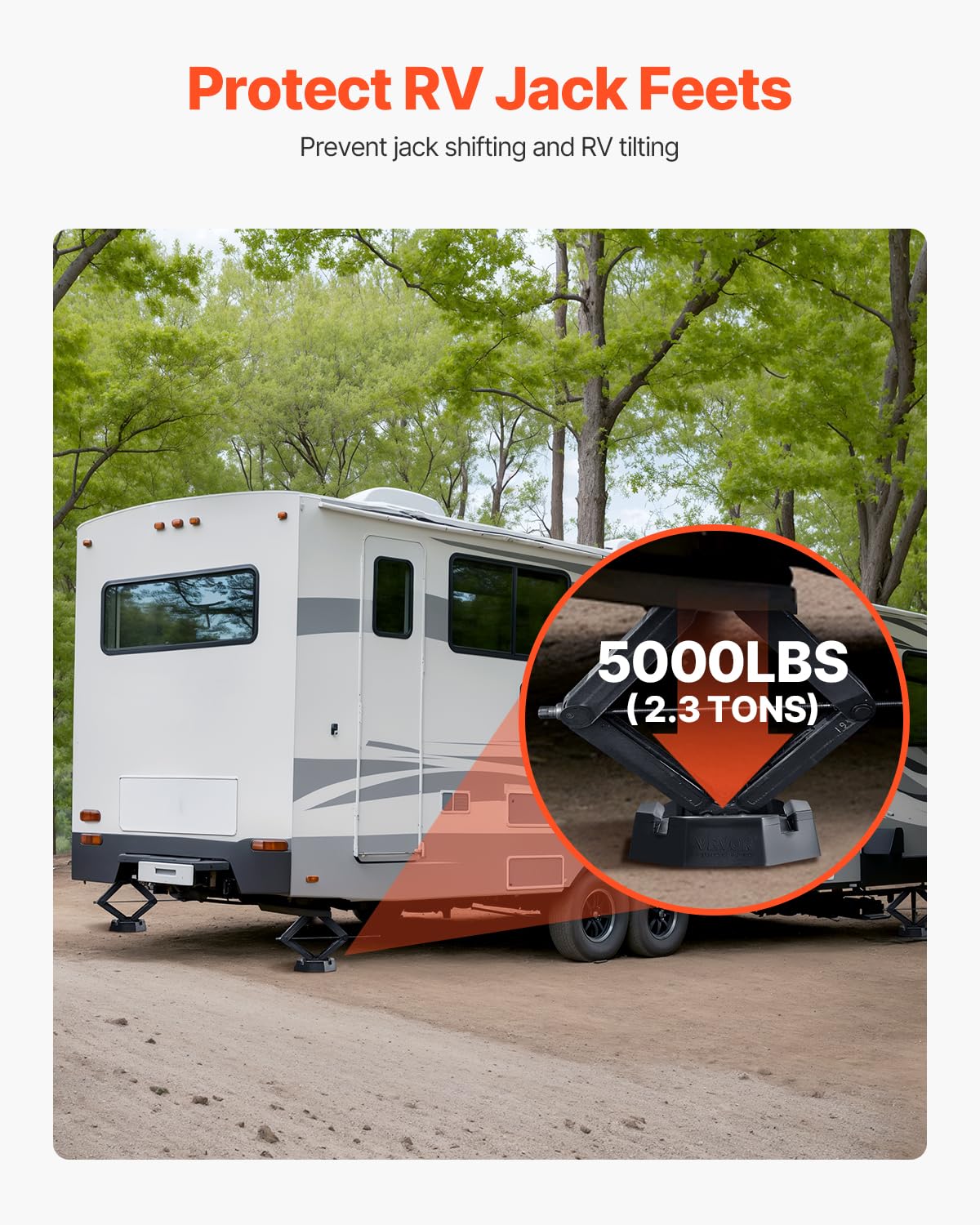 VEVOR RV Leveling Pads, 4-Pack Rubber Trailer Jack Pads, Each with 5000 lbs Capacity, Jack Stabilizer Pad with Large Surface Are