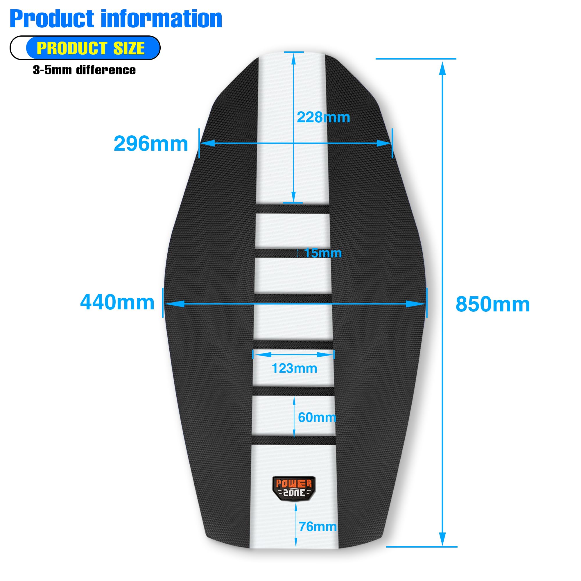 Mchmfg Universal Ribbed Dirt Bike Seat Cover - Gripper Soft Seat Cover For Most Dirt Pit Bike Motorcycle Black-White