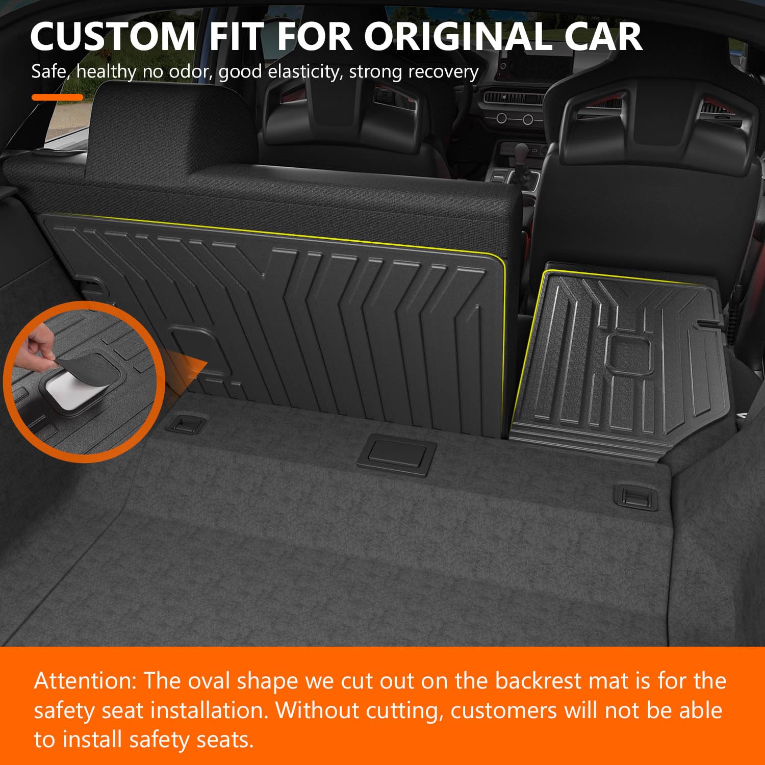 Powoq Rear Backrest Mat Compatible With 2022-2025 Honda Civic Hatchback Back Seat Protector Cargo Liner Mat Replacement For 2022