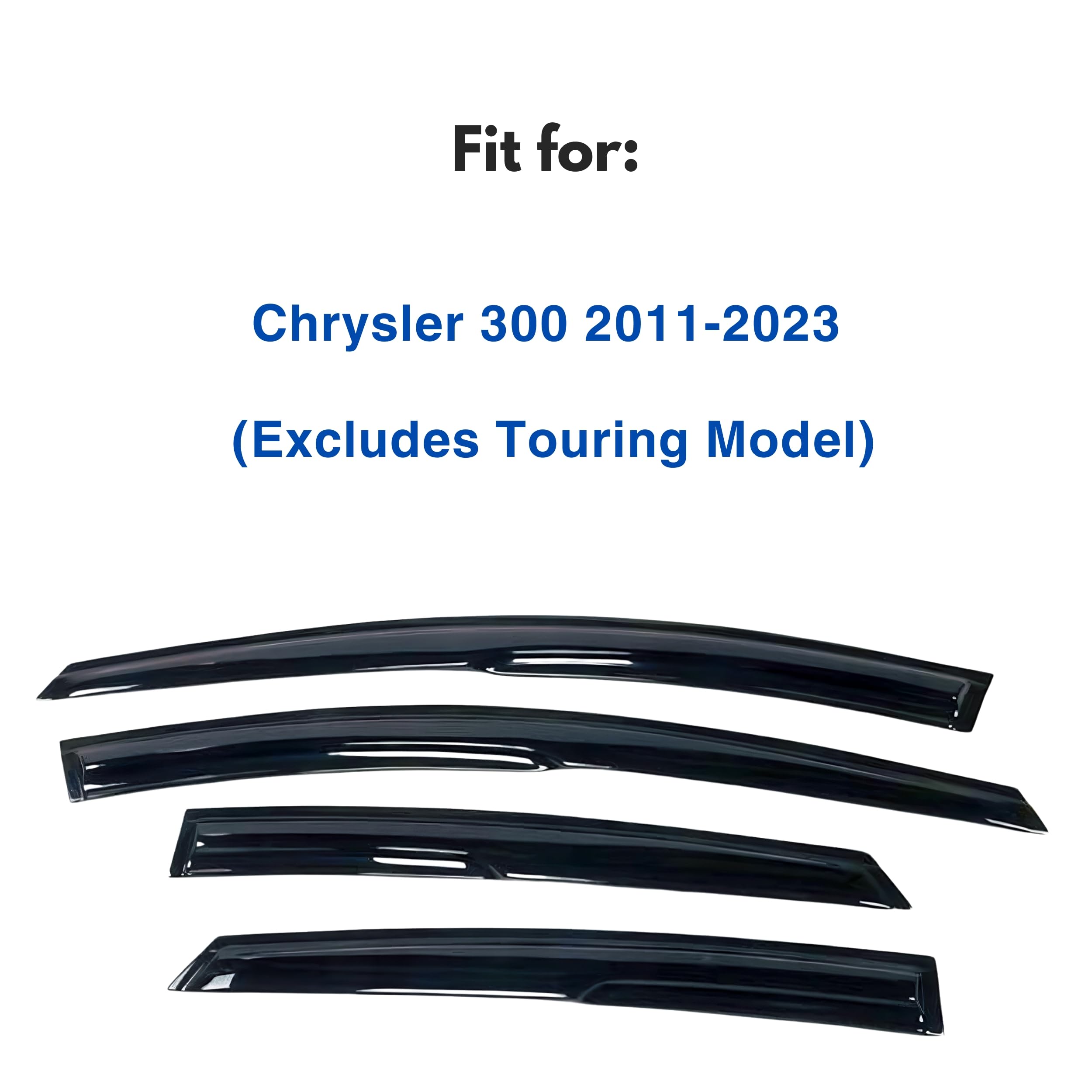 Ig Window Visor For Chrysler 300 2011-2023 (Excludes Touring Model), Rain Guard Tape-On Side Vent Deflector Mugen Style, 2012 20