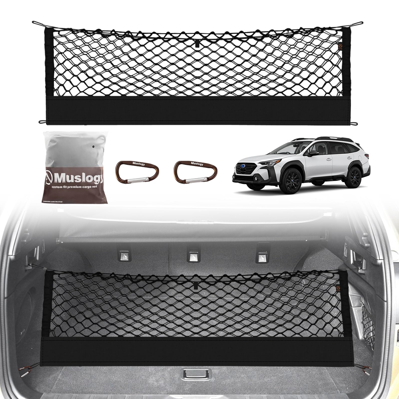 Muslogy Envelope Style Trunk Cargo Net Compatible With 2015-2024 2025 Outback Accessories Custom Fit Trunk Organizer Upgraded St