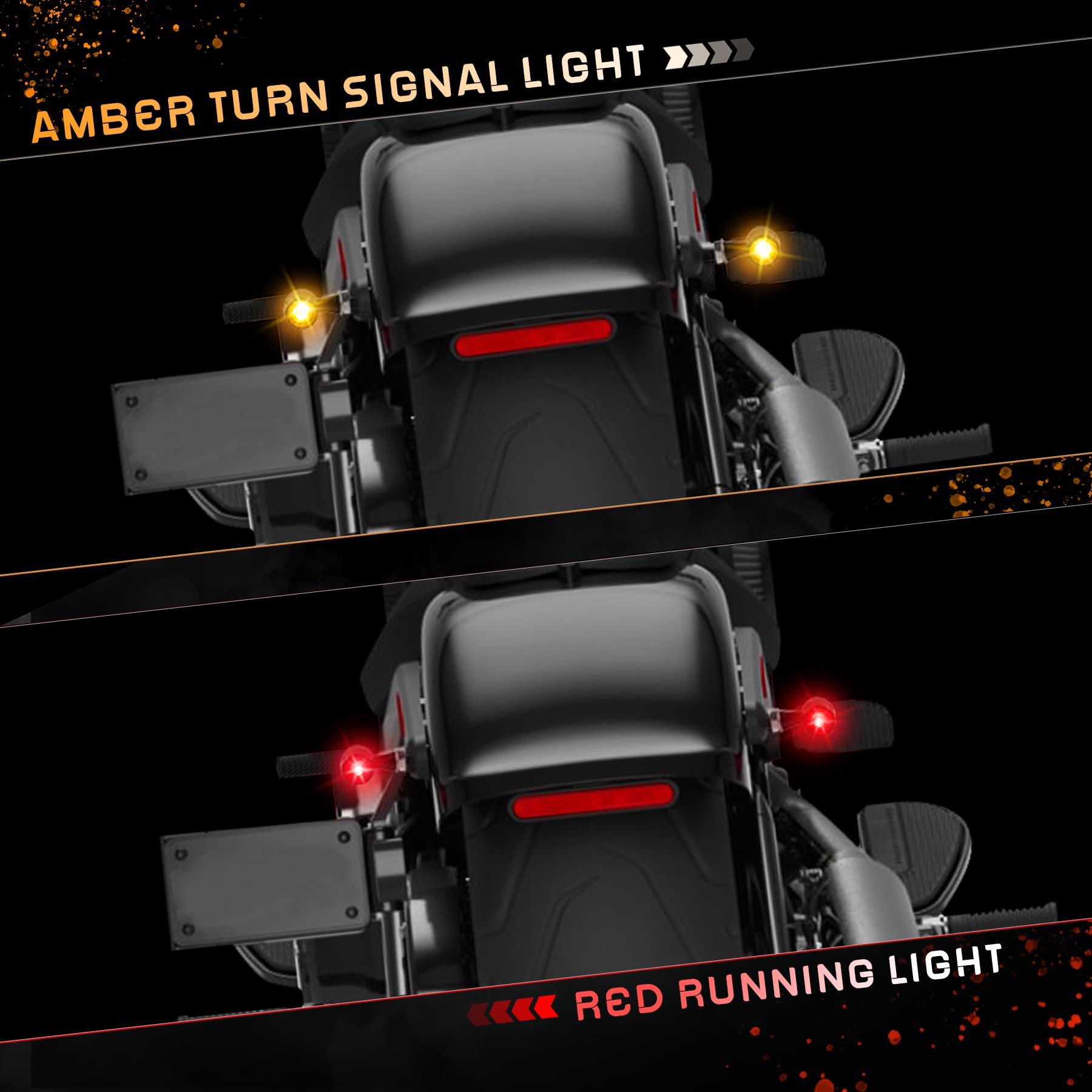 Quasco Universal Motorcycle Turn Signals Amber/Red Led Turn Signal Kit Rear Mini Blinkers Compatible With Harley Honda Suzuki Tr