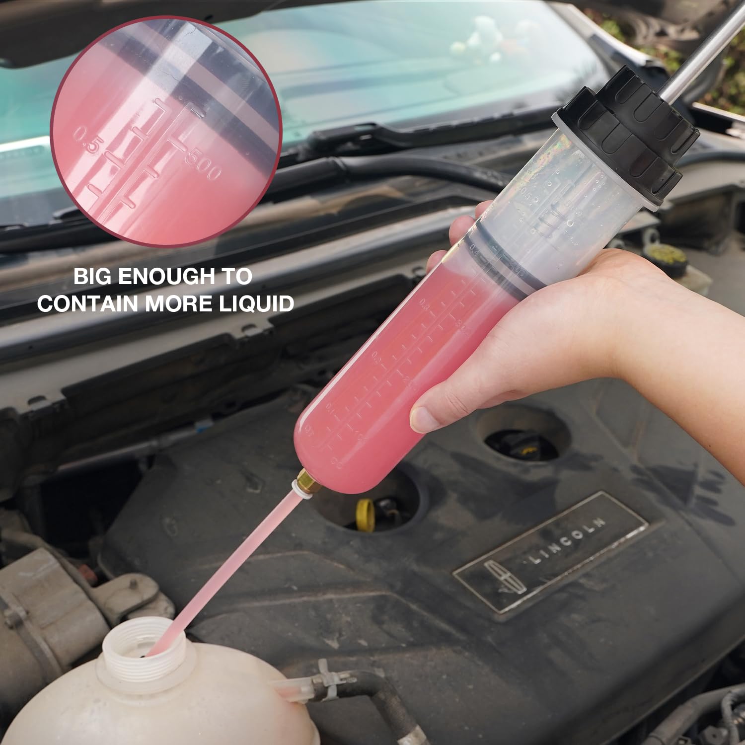 Thorstone Automotive Fluid Extractor Pump, Oil Change Syringe With Hose, Manual Fuel Suction & Filler, Fluid Oil Change Evacuator (17.6 Oz./0.53 Qt./500 Cc)