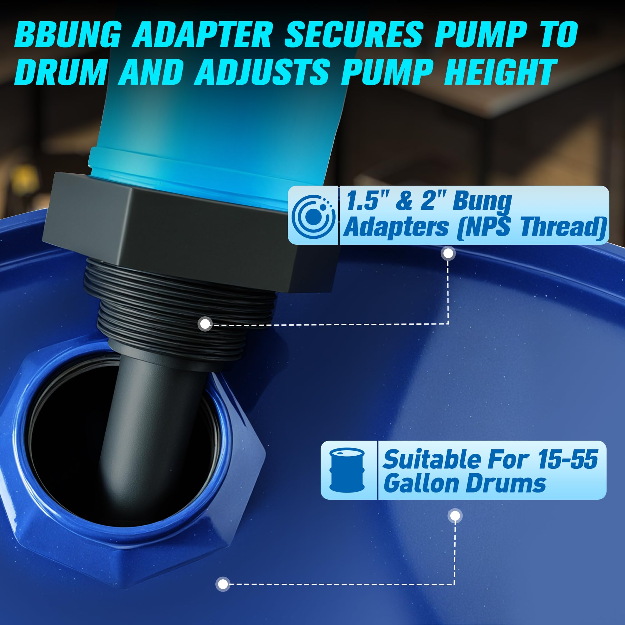 TALFIT Lever Action Barrel Pump,55 Gallon Drum Pump, For Fuels, Chemicals, Corrosive Liquids, Water Based Fluids, Fits 5 to 55 G
